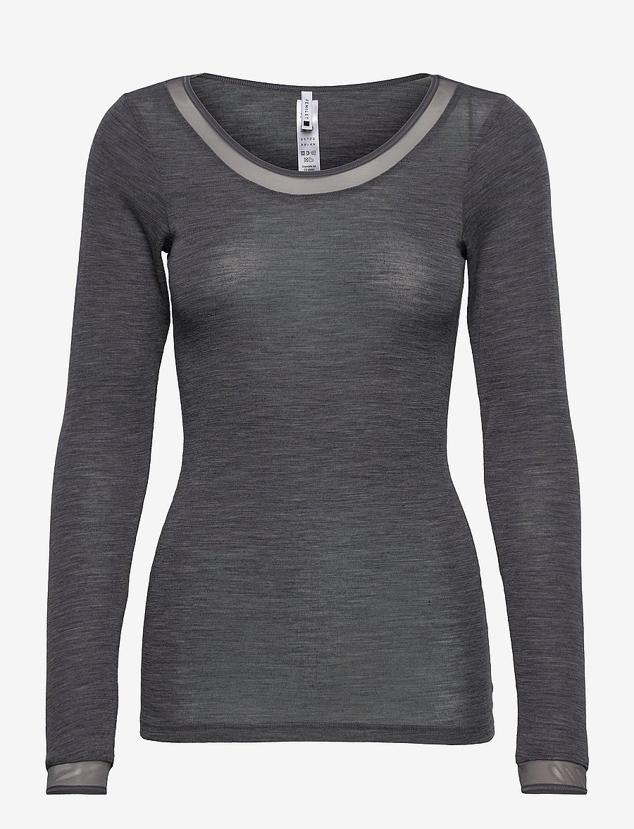 Femilet - JULIANA T-SHIRT LONG SLEEVE WOOL - langärmlige tops - heather grey - 1