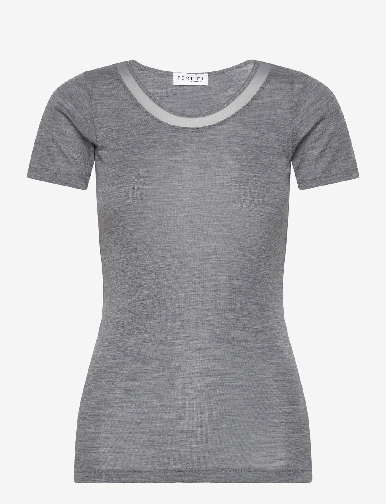 Femilet - JULIANA T-SHIRT SHORT SLEEVE WOOL - t-shirts - heather grey - 1