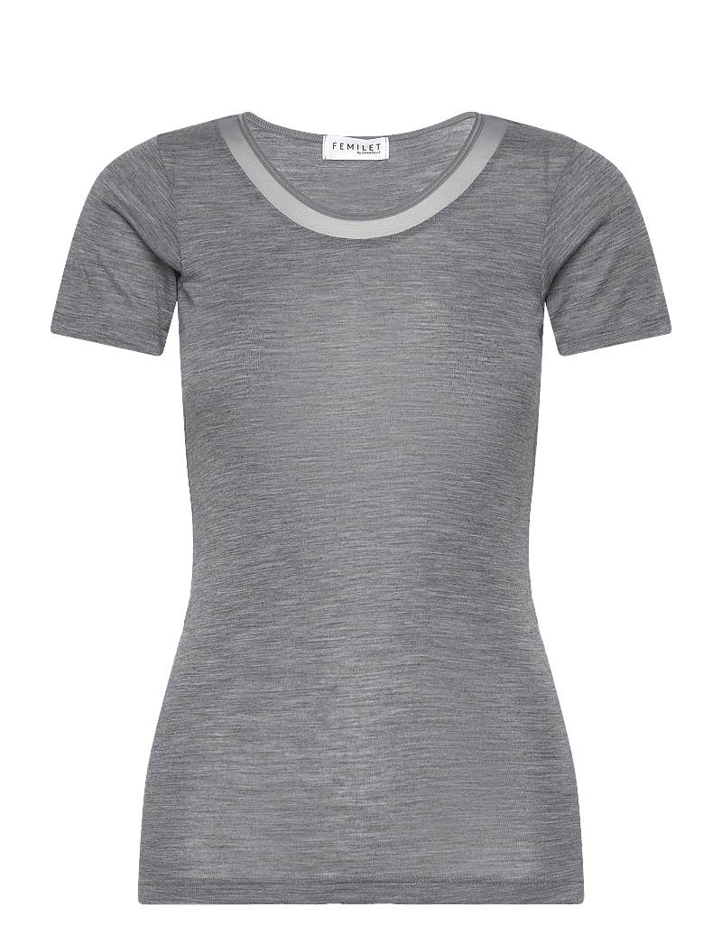 Femilet - JULIANA T-SHIRT SHORT SLEEVE WOOL - t-shirts - heather grey - 1