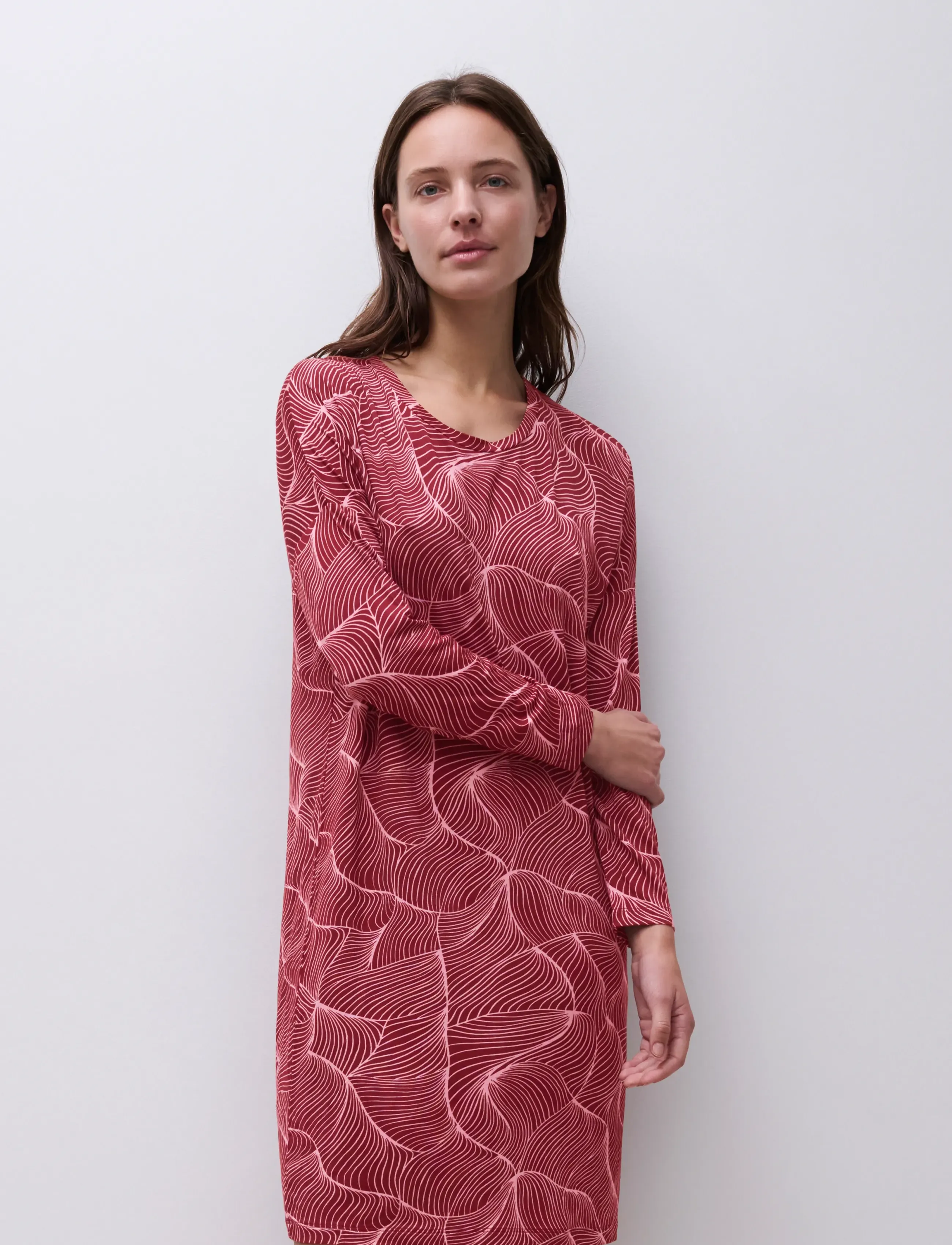 Femilet Yara Bigshirt Long sleeves - T-Shirt-Kleider - ZEPHYR DUNE / burgundy