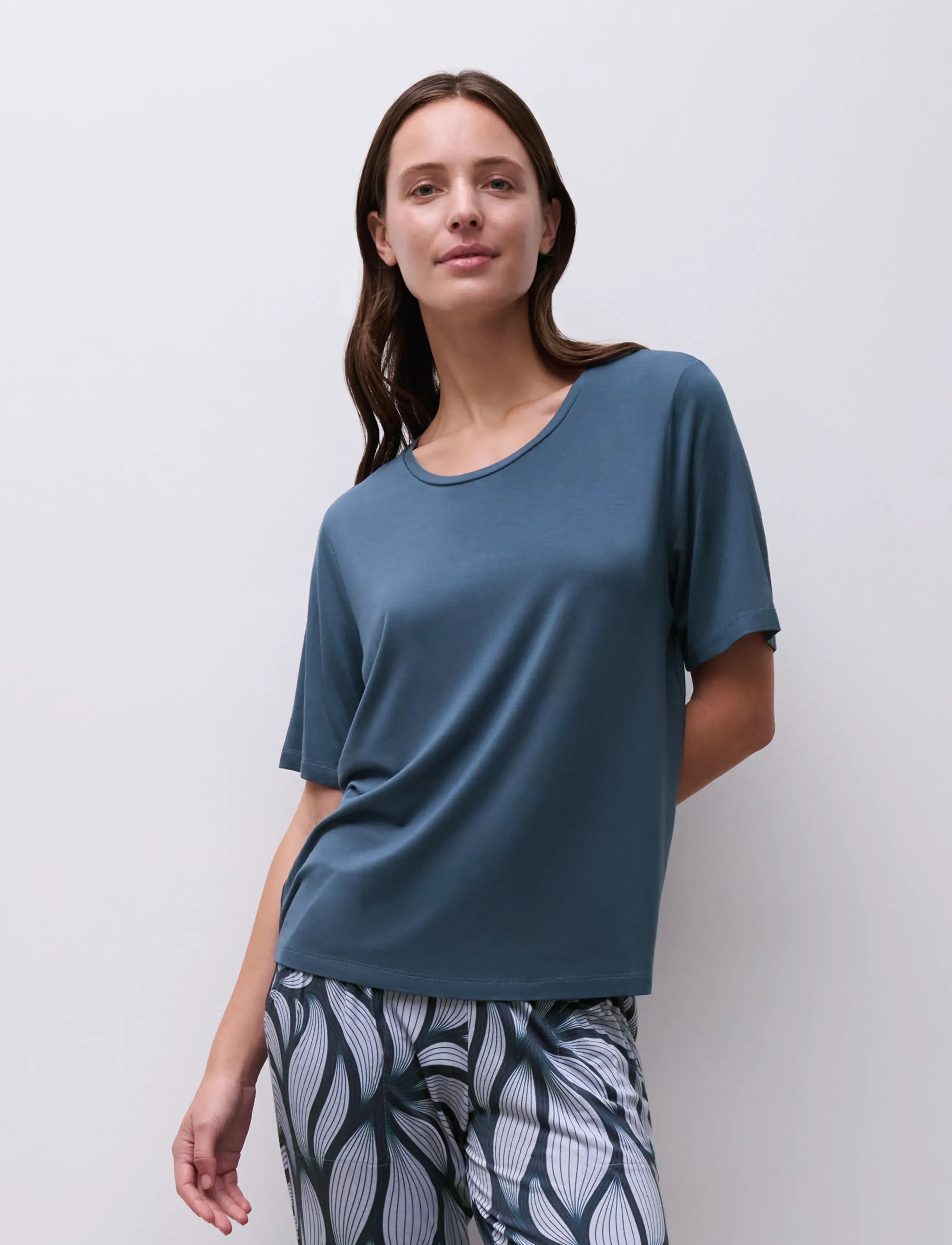 Femilet Yara T-Shirt Short Sleeves, 40, Blue, T-Shirts & Toppe > Kortærmede, Dame