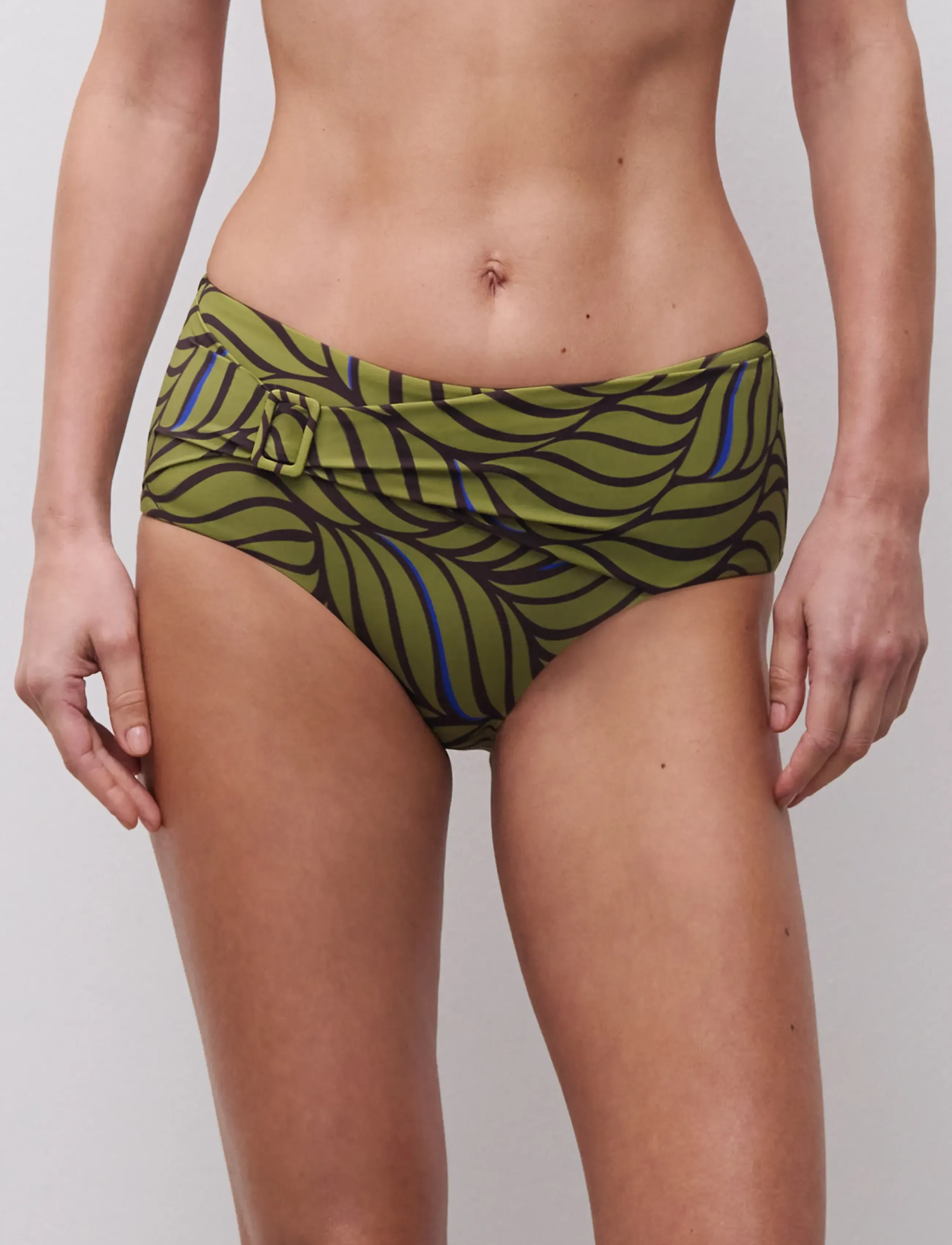 Femilet Rivero Full Brief, Kvinder, Højtaljet Draperet Bikinibuks, Grøn, Str: 38
