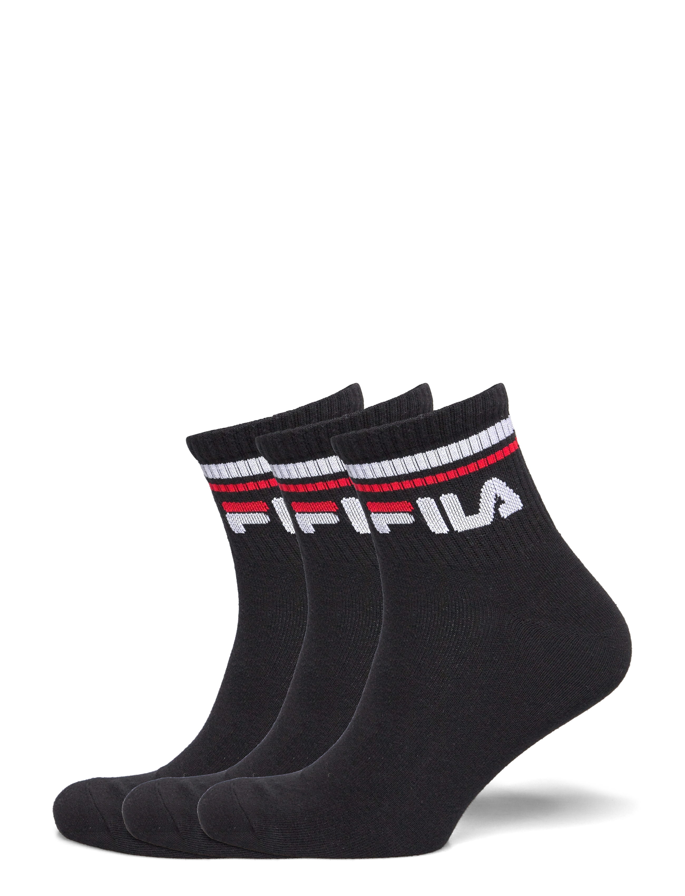 FILA Socken Fila 3Pk Quarter Stripe Socken Schwarz - 35-38 - Damen