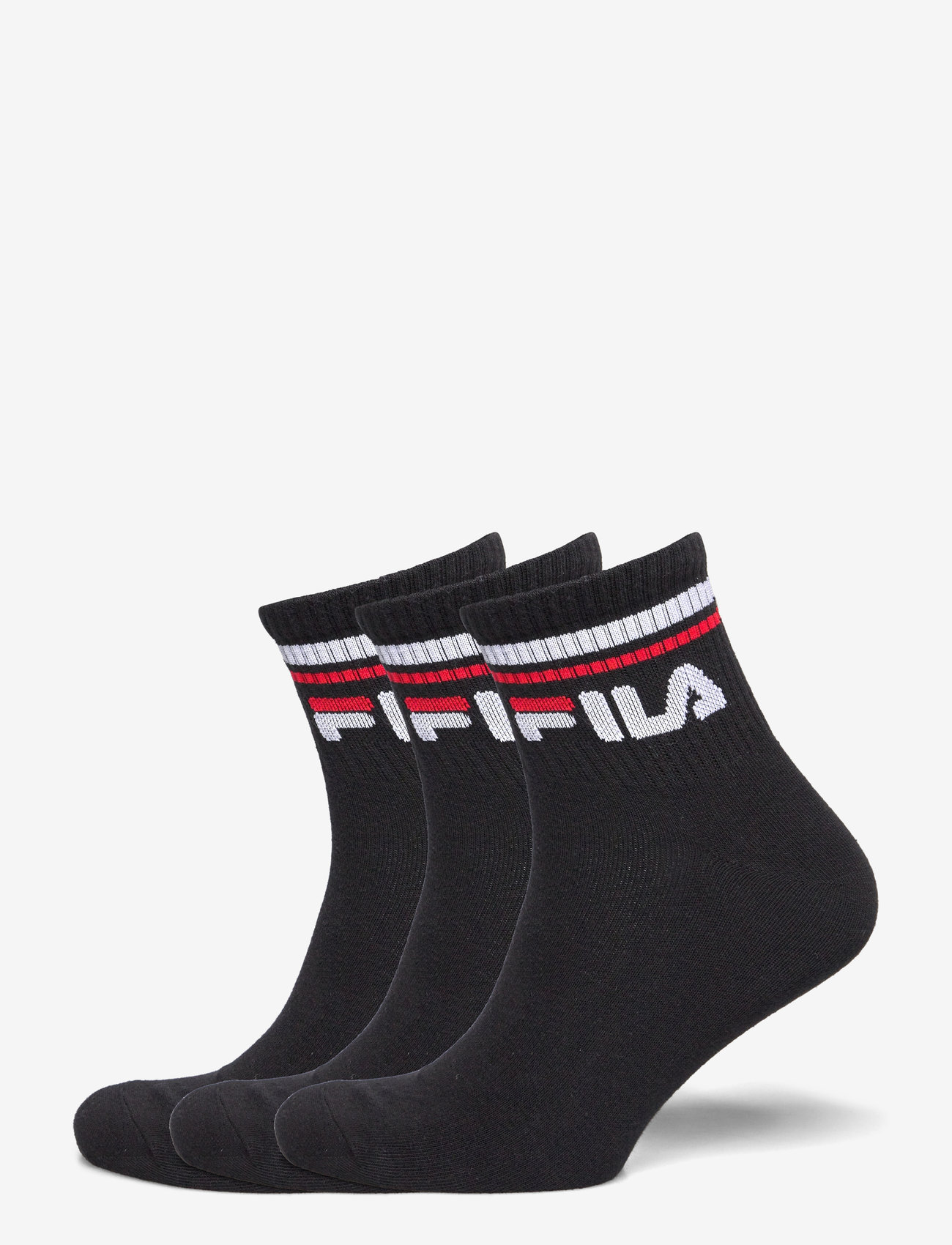 FILA Socks - Fila 3pk Quarter Stripe Socks - sport socks - black - 0