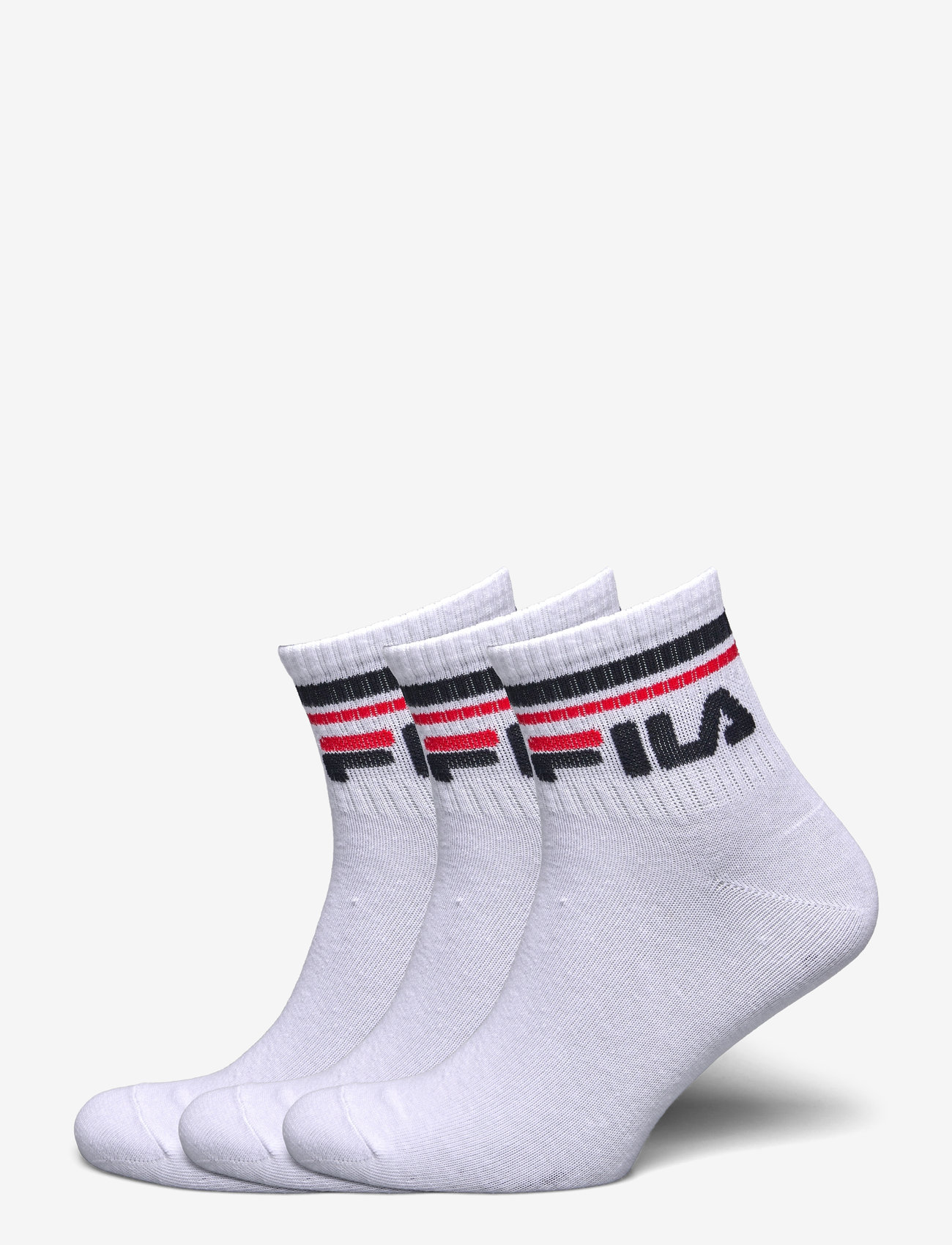 FILA Socks - Fila 3pk Quarter Stripe Socks - skarpety sportowe - white - 0
