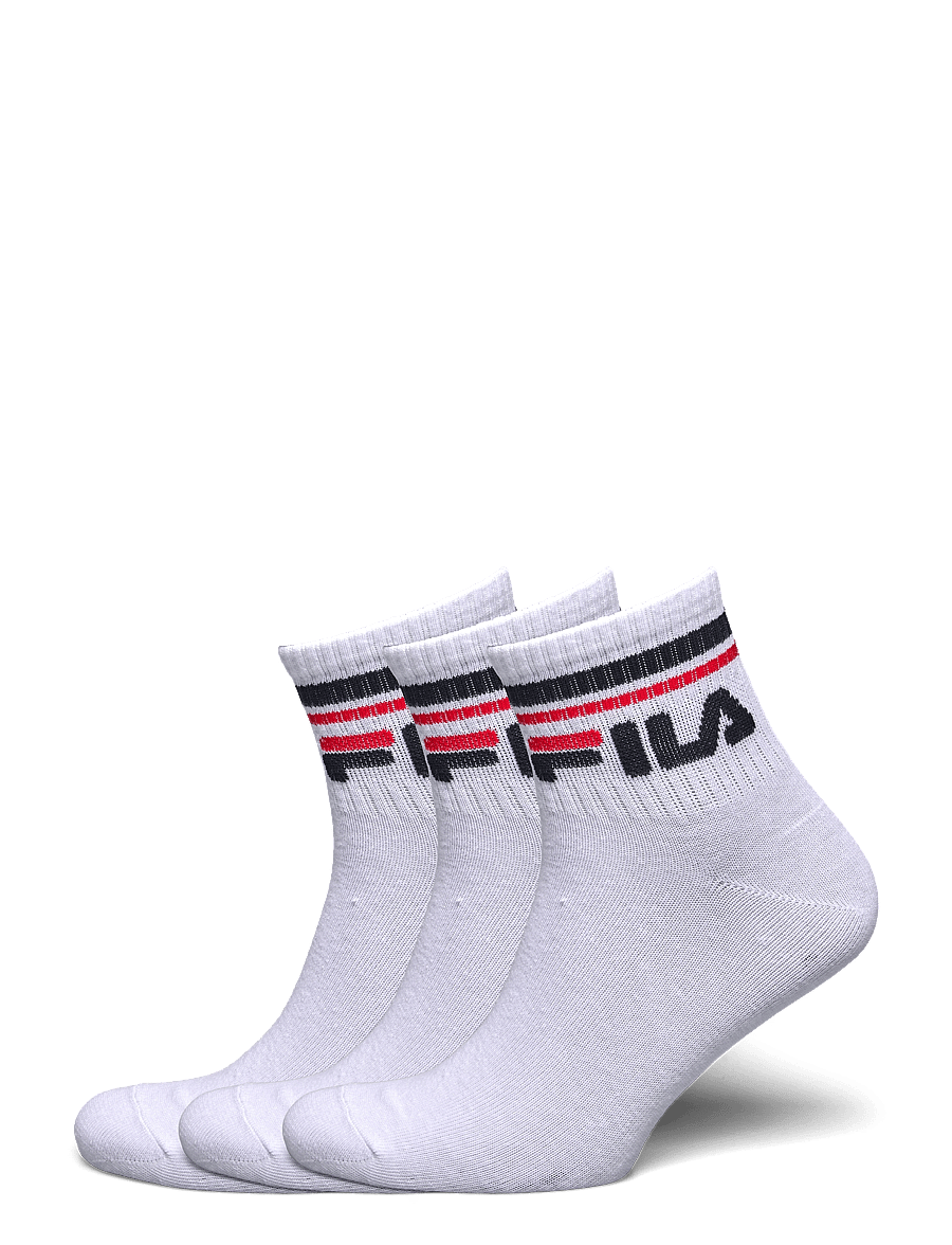 FILA Socks - Fila 3pk Quarter Stripe Socks - sportinės kojinės - white - 0
