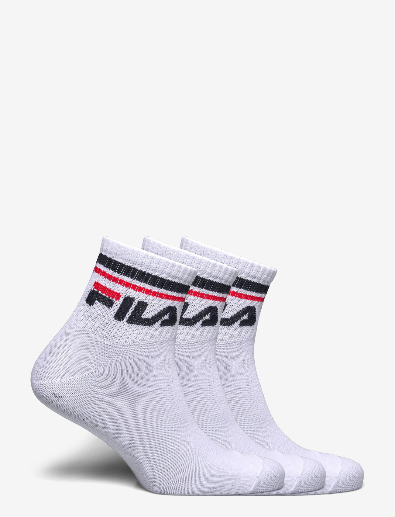 FILA Socks - Fila 3pk Quarter Stripe Socks - skarpety sportowe - white - 1