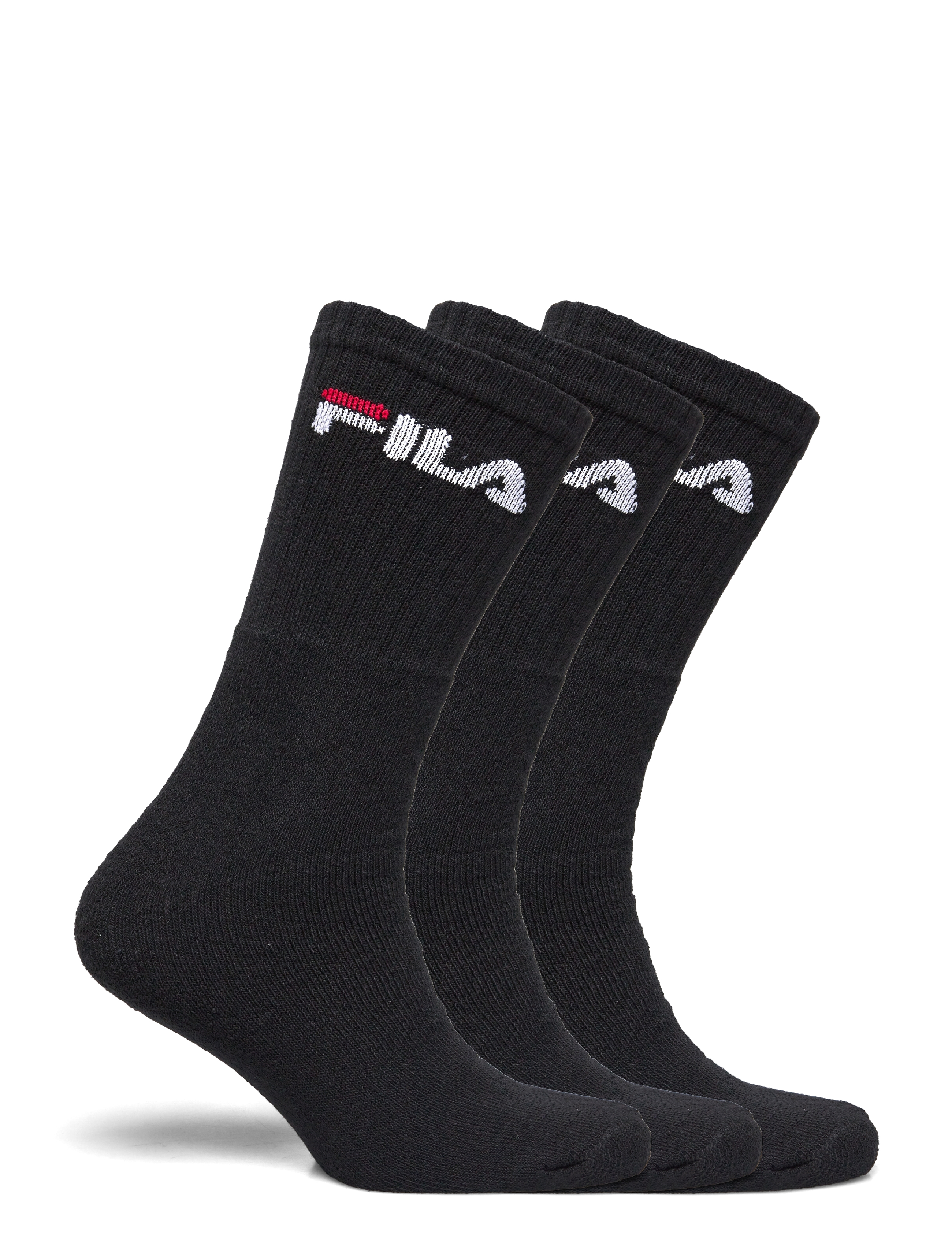 FILA Socks - FILA 3pk Tennis Crew Logo Terry Soc - sportstrømper - black - 1