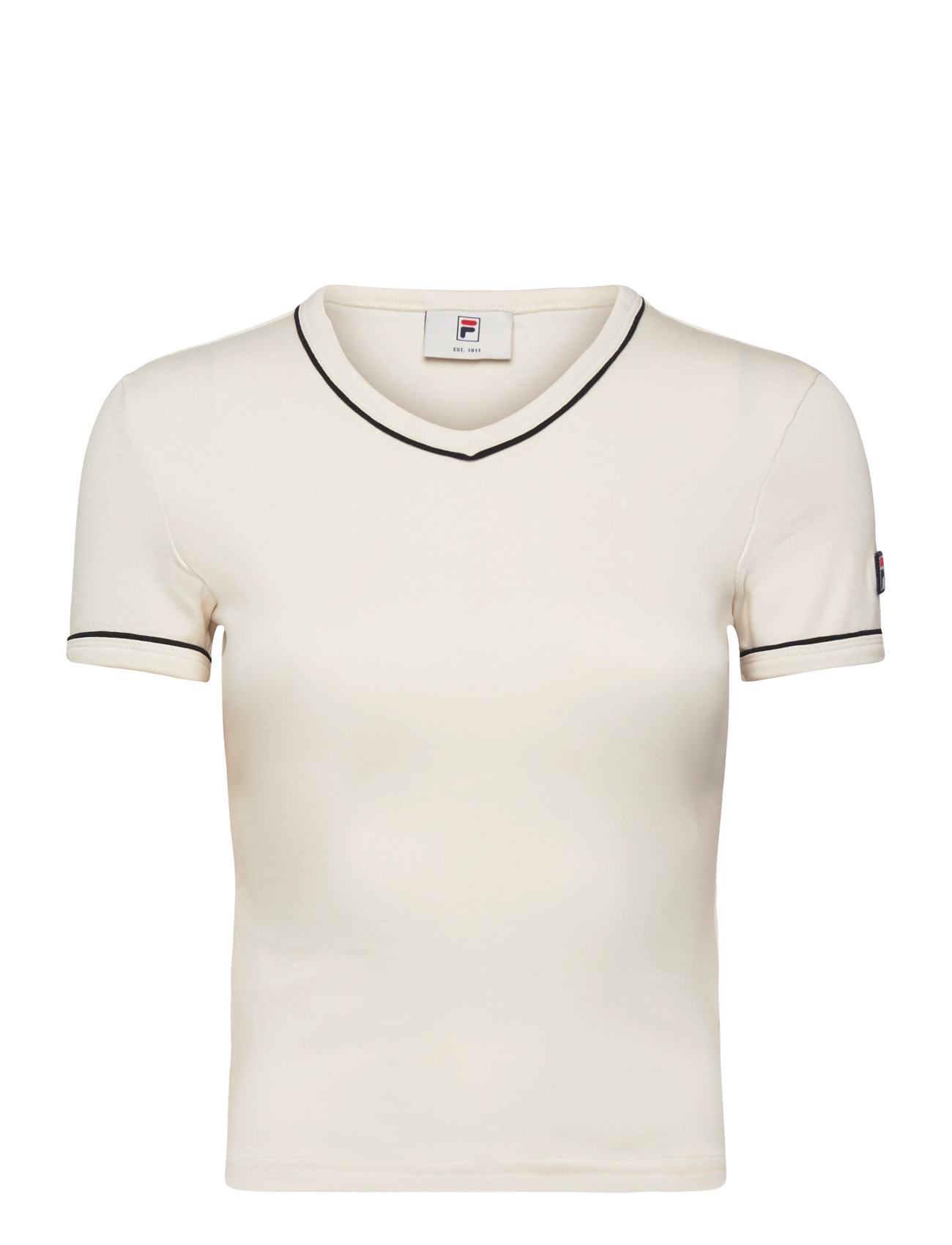 FILA Portello Slim V-Neck T-Shirt - Cream - XS
