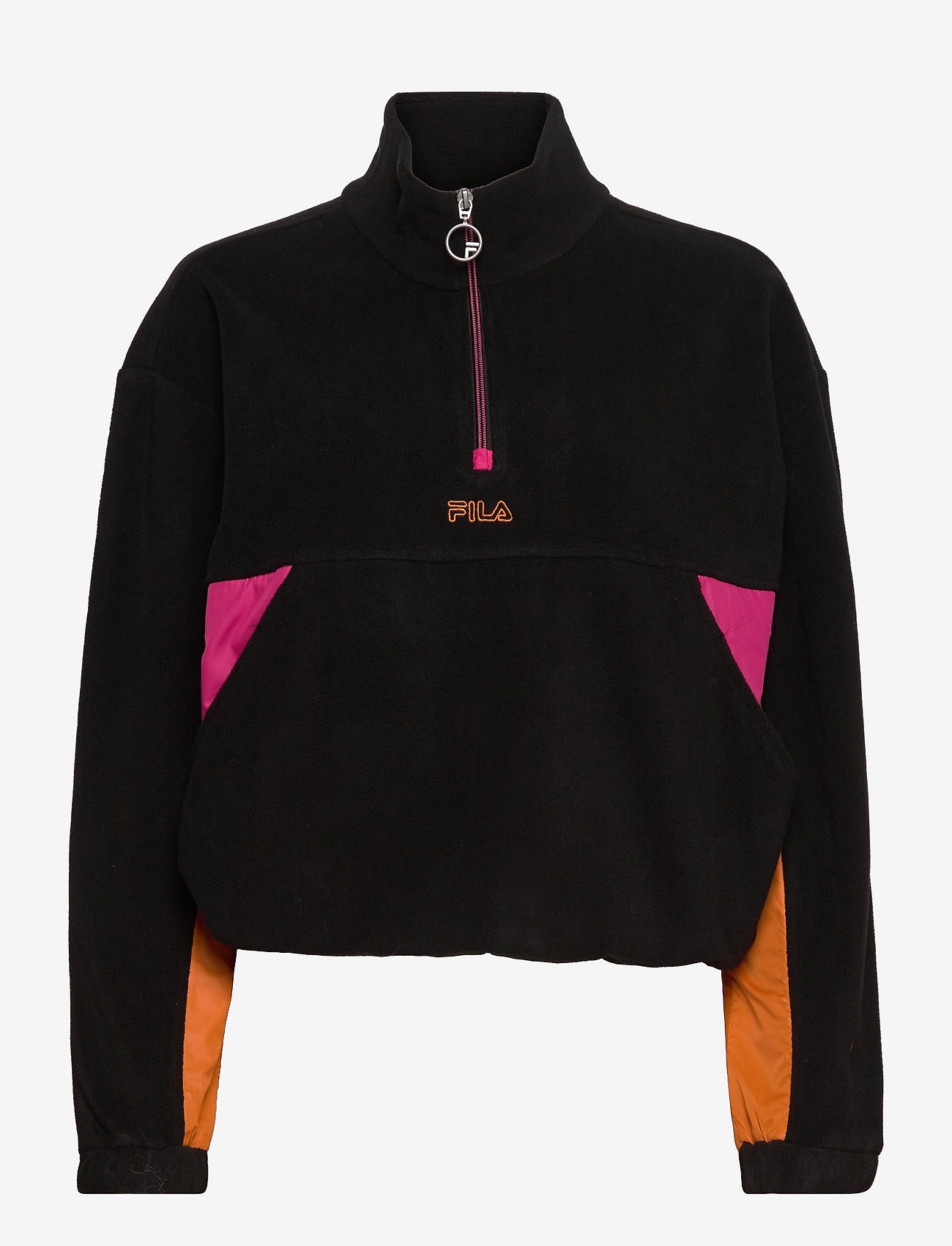FILA - PACIFICA half zip fleece shirt - black-beetroot purple-mandarin orange - 0