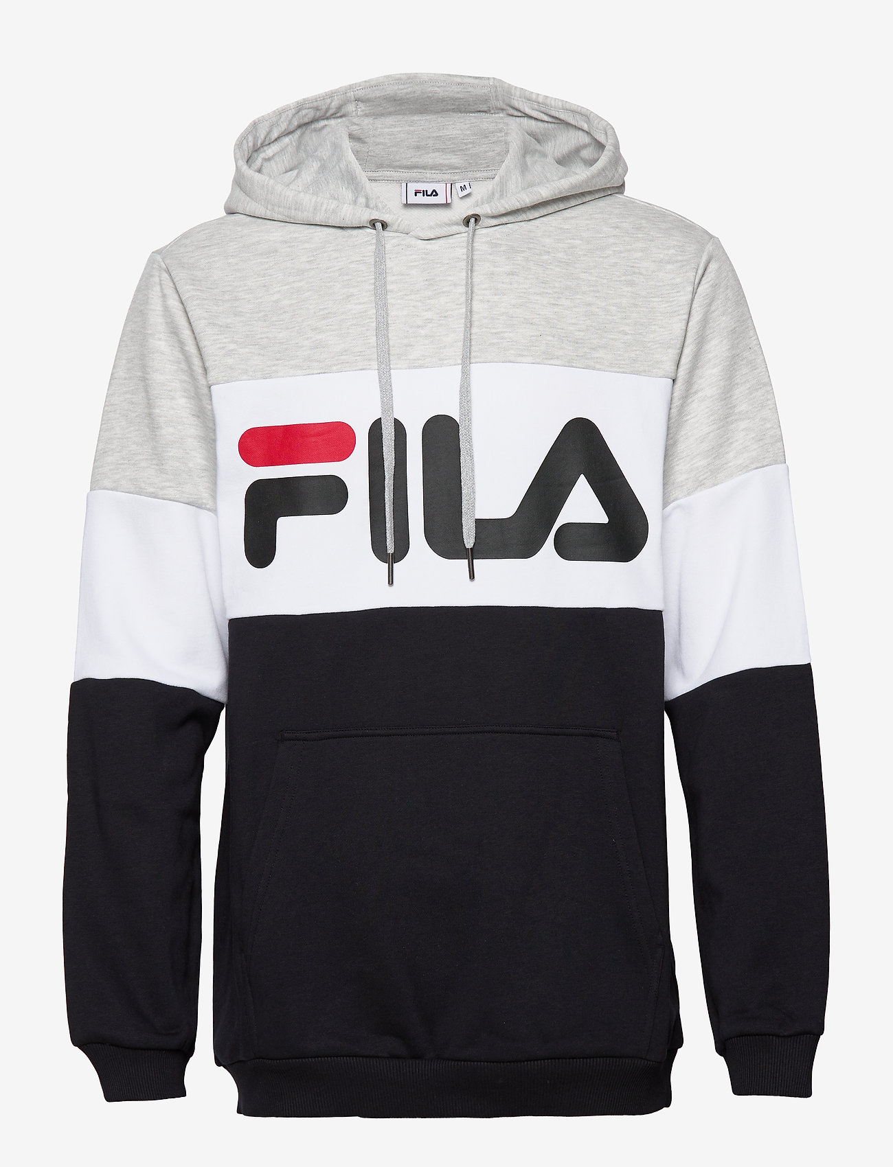 FILA - MEN NIGHT blocked hoody - light grey melange-black-bright white - 0