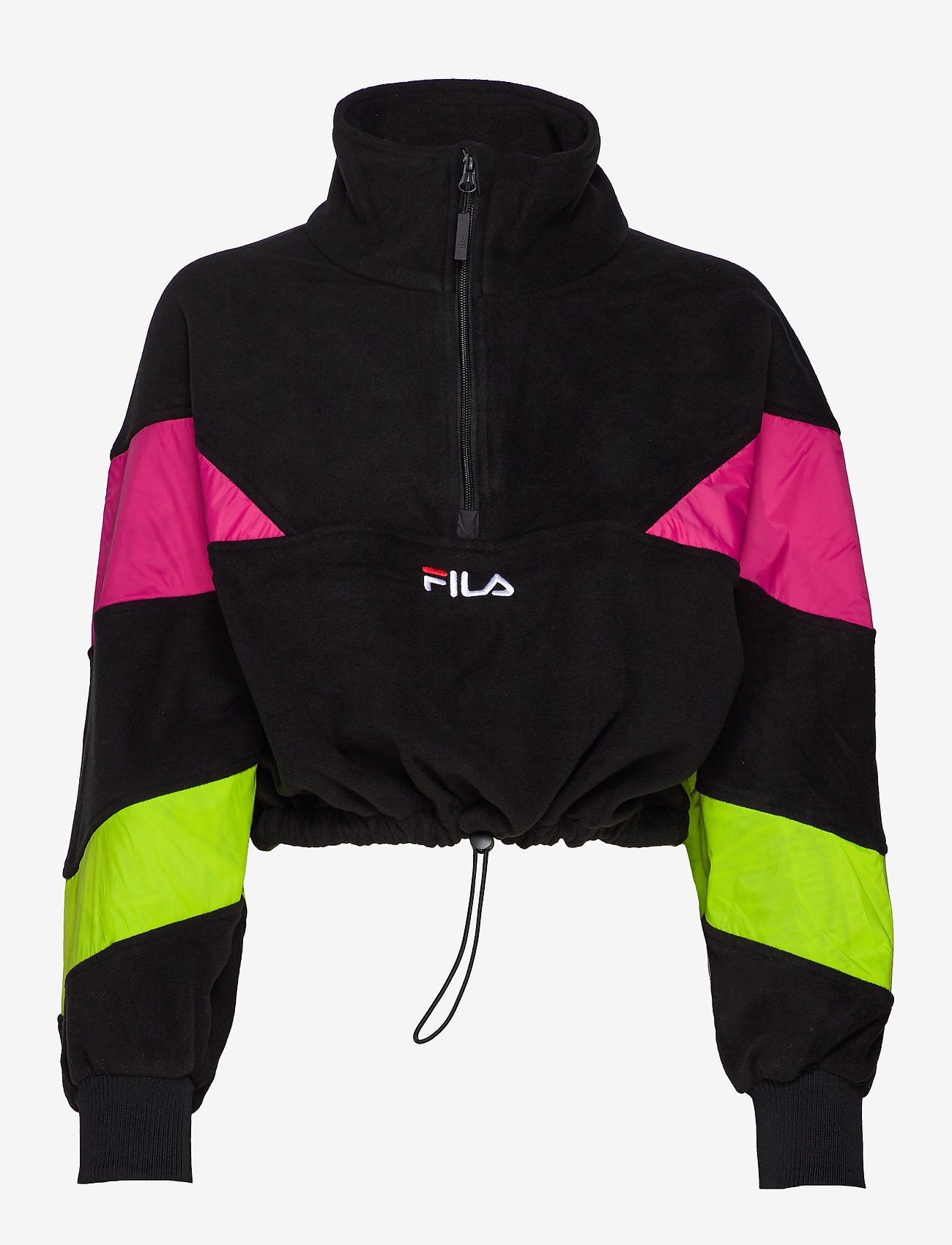 FILA - WOMEN RAFIYA half zip fleece shirt - a243 - black-pink yarrow-acid lime - 0