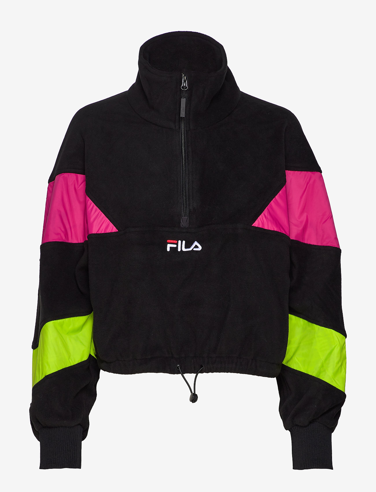 FILA - WOMEN RAFIYA half zip fleece shirt - a243 - black-pink yarrow-acid lime - 1