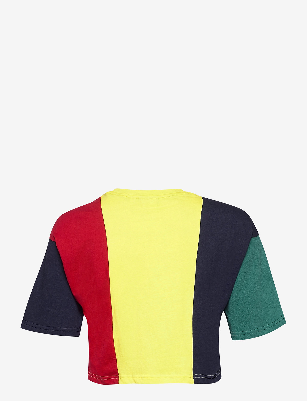 FILA - WOMEN BASMA blocked cropped tee - black iris-true red-teal green-aurora - 1