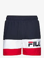 LANGULA beach shorts - BLACK IRIS-BRIGHT WHITE-TRUE RED