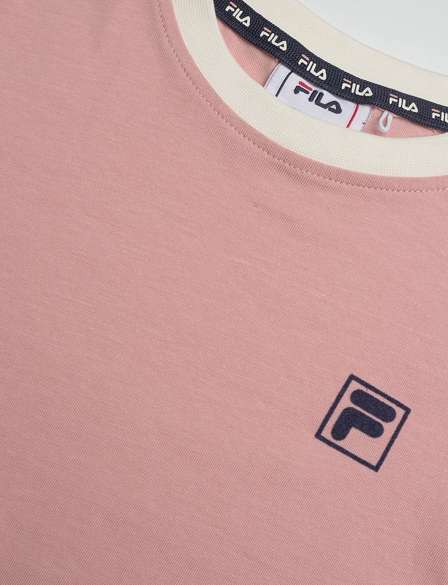 FILA - PRATOLINO cropped ringer t-shirt - t-shirts à manches courtes - mellow rose-egret - 2