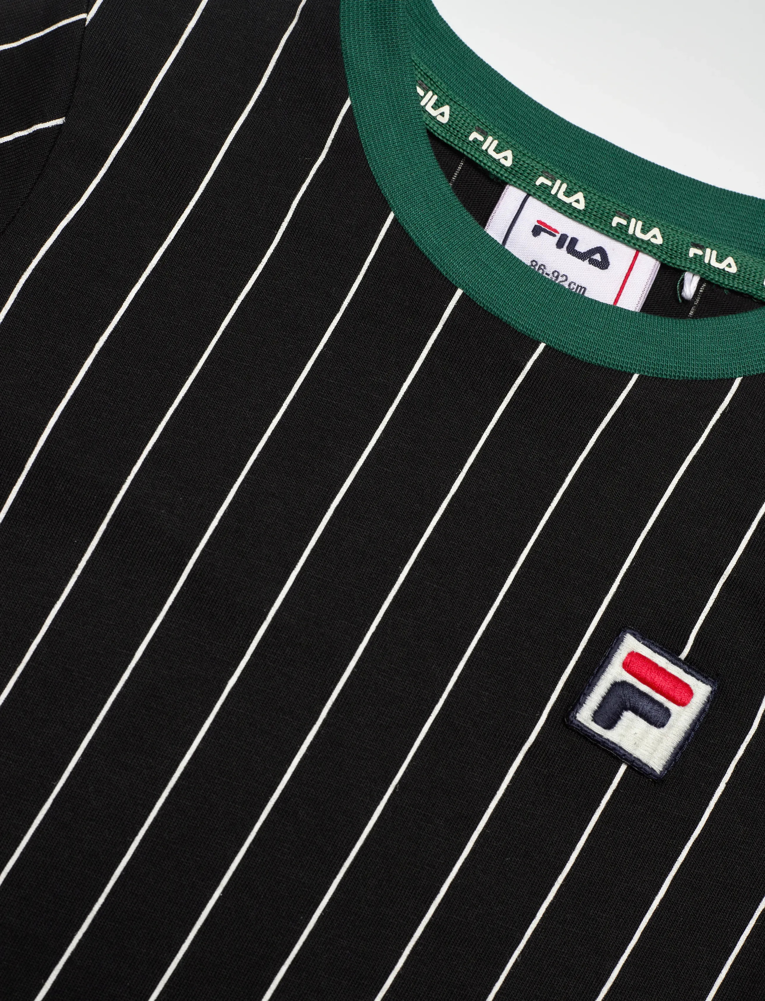 FILA - LUBACO regular pinstriped t-shirt - krótki rękaw - black / egret striped (2/1) - 2
