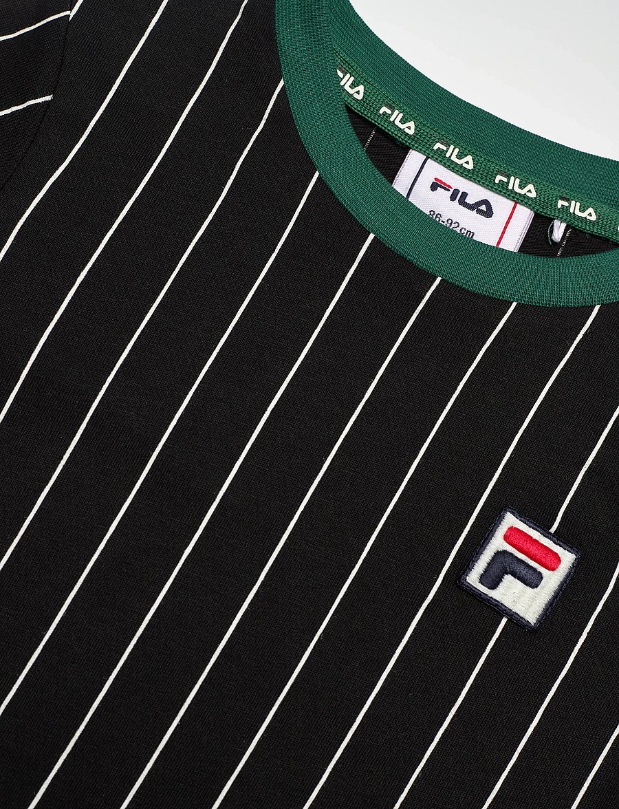 FILA - LUBACO regular pinstriped t-shirt - lühikeste varrukatega t-särgid - black / egret striped (2/1) - 2