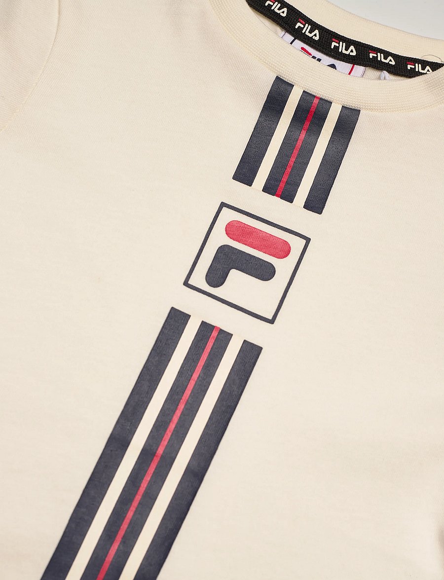 FILA - MONTEREGGI regular heritage tape t-shirt - sportoberteile - egret - 2