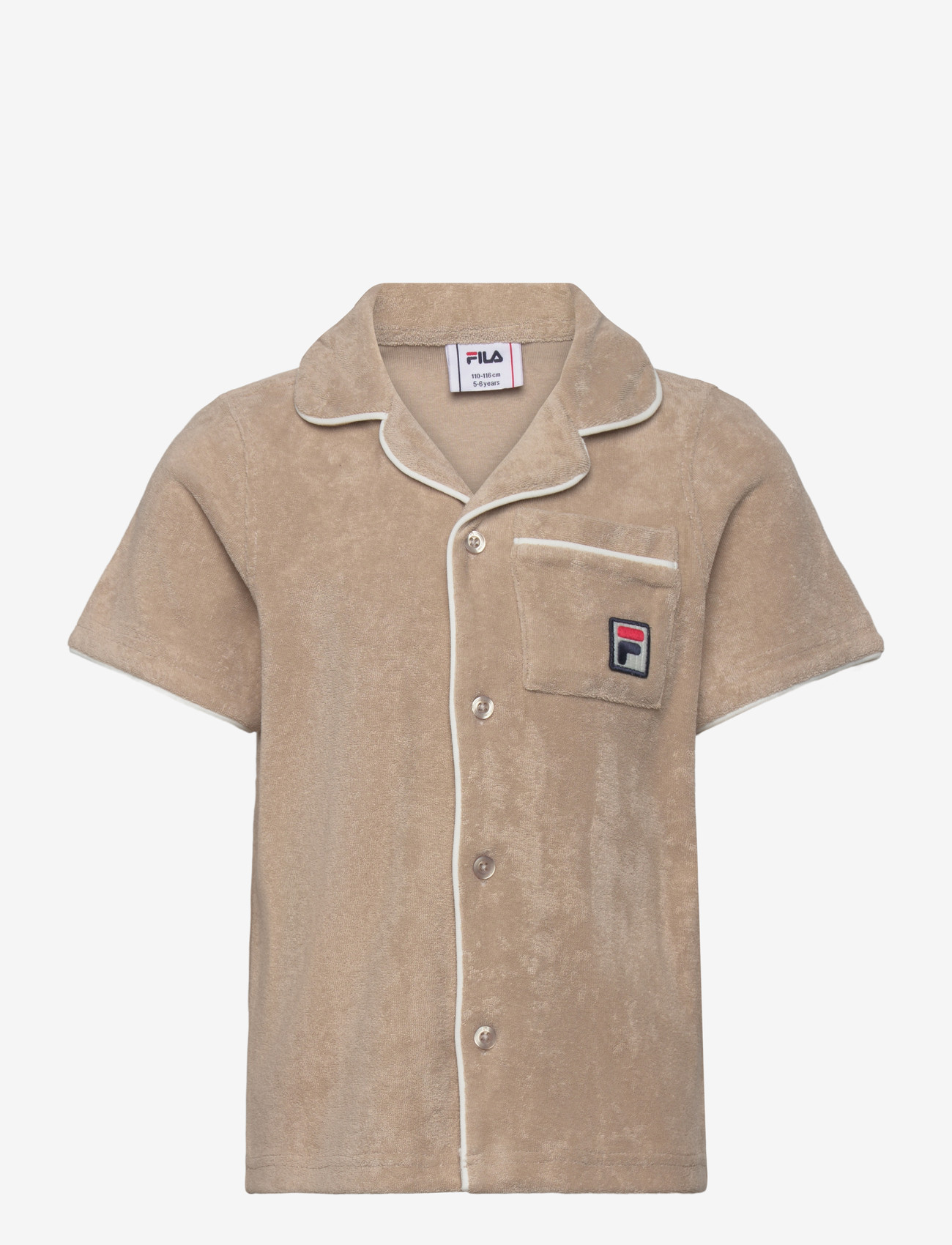 FILA - CALCI relaxed towelling resort shirt - kortärmade skjortor - white pepper - 0
