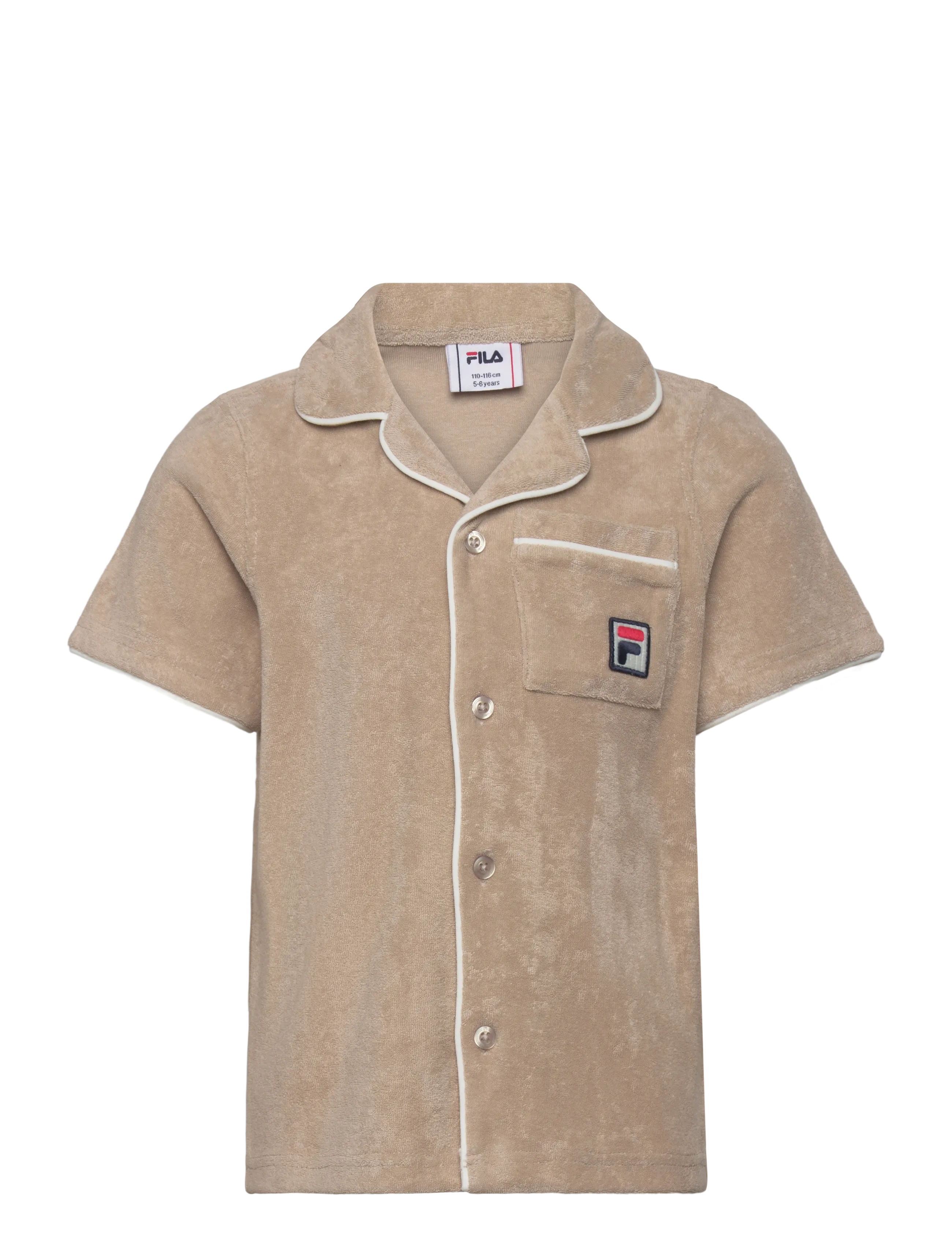 FILA CALCI relaxed towelling resort shirt - Lapsed 98–134 - WHITE PEPPER / beige