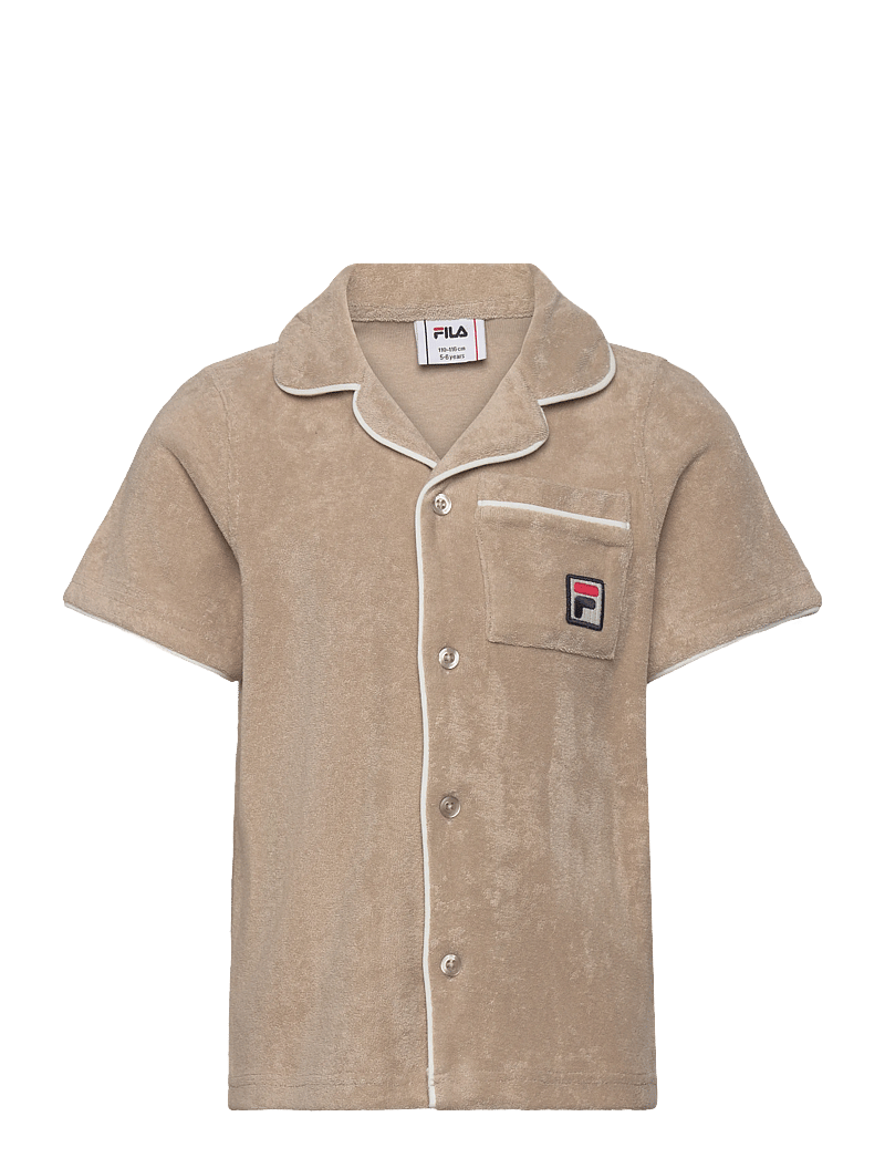 FILA - CALCI relaxed towelling resort shirt - kortärmade skjortor - white pepper - 0
