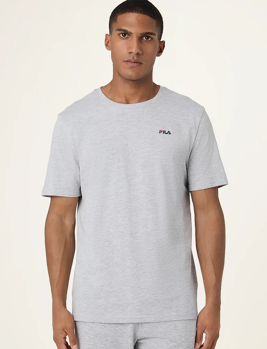 FILA - BROD tee / double pack - t-shirts - black-light grey melange - 2