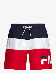 FILA - SIMBABWE blocked beach shorts - swim shorts - black iris-bright white-true red - 0