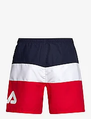 FILA - SIMBABWE blocked beach shorts - najniższe ceny - black iris-bright white-true red - 1