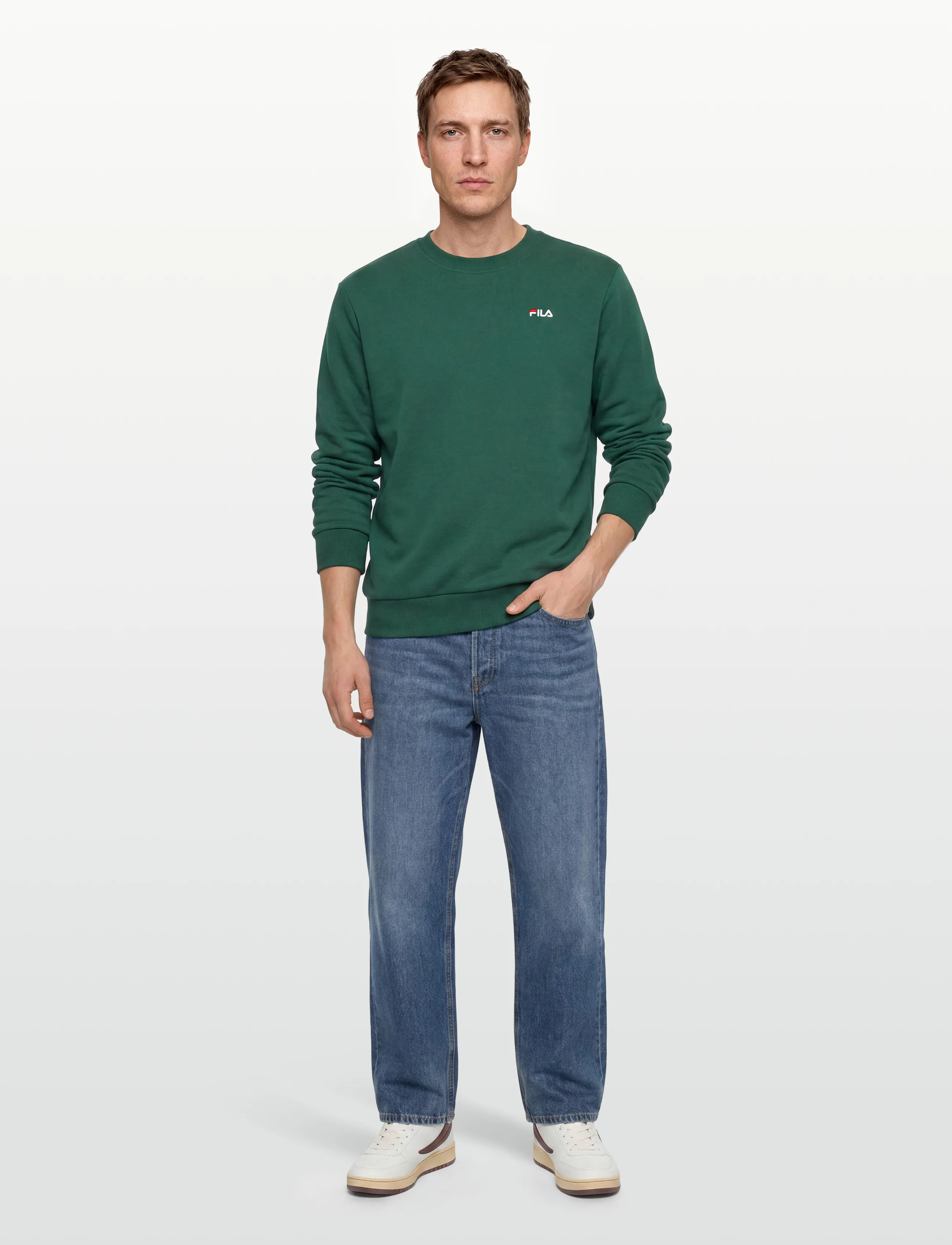 FILA Leverano Regular Crew Sweat, XL, Green, Sport Sweatshirts & Hoodies > Sport Sweatshirts, Herre