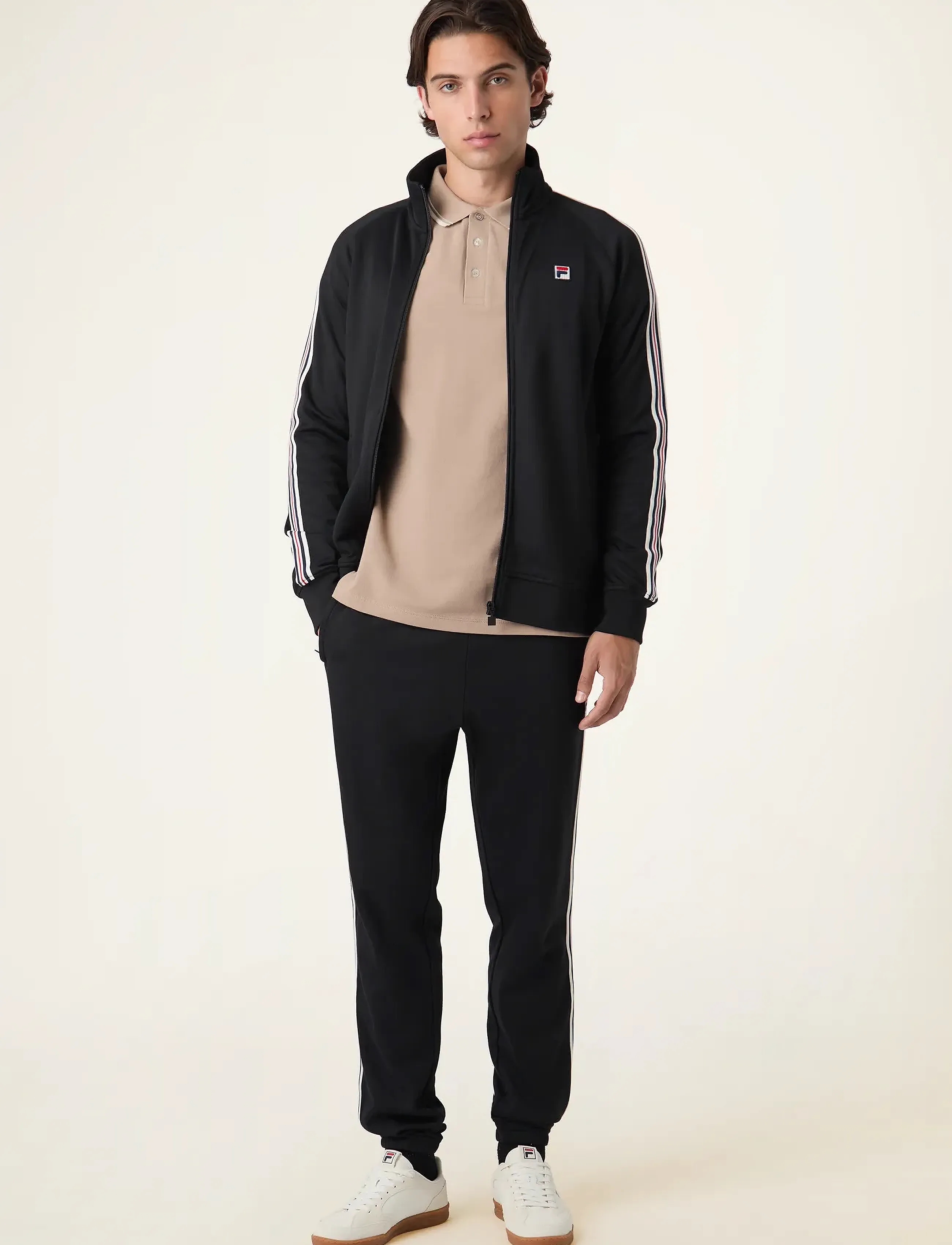 FILA - BIELLA regular taped pique track jacket - alussärgid - black - 5