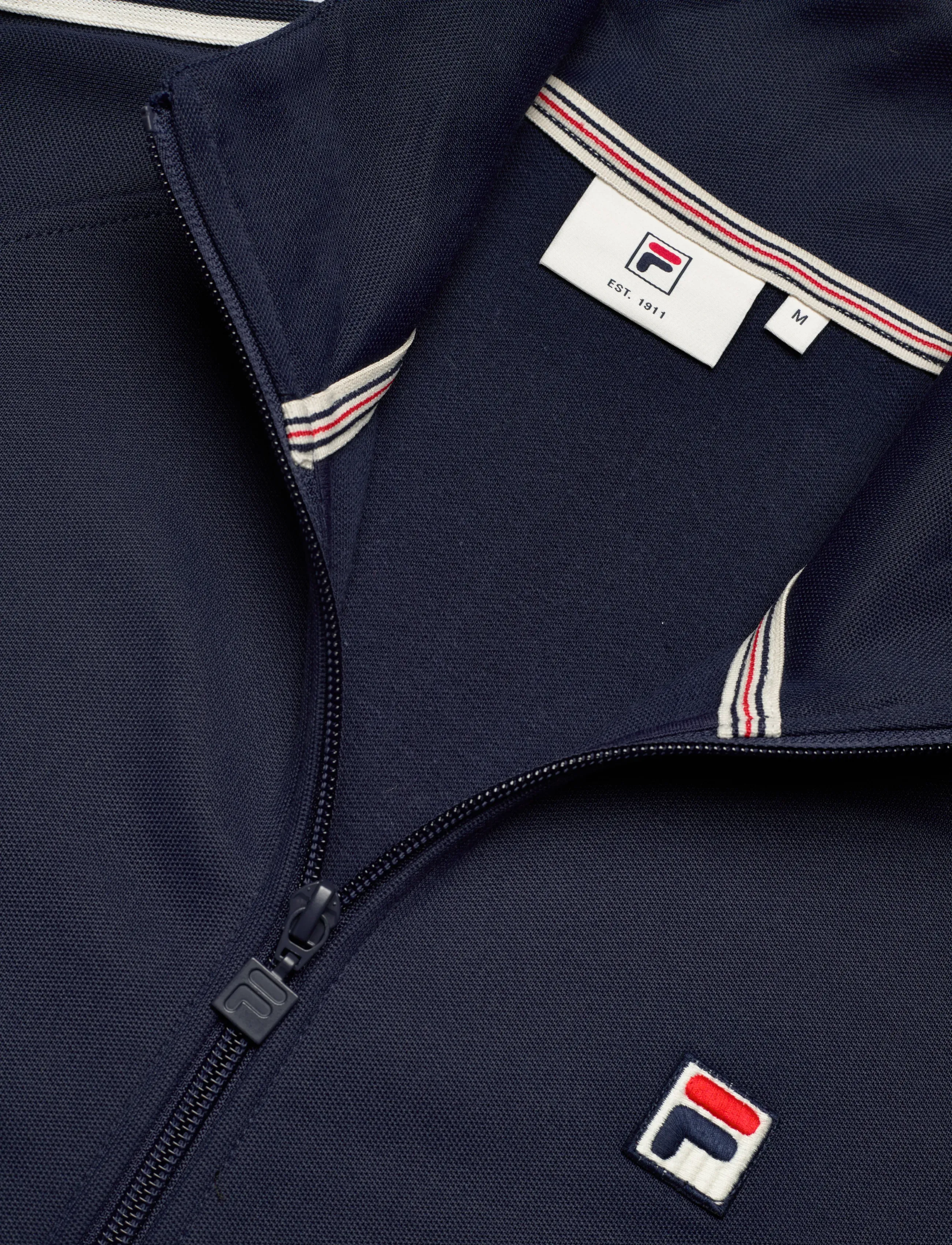 FILA - BIELLA regular taped pique track jacket - oberteile - black iris - 2
