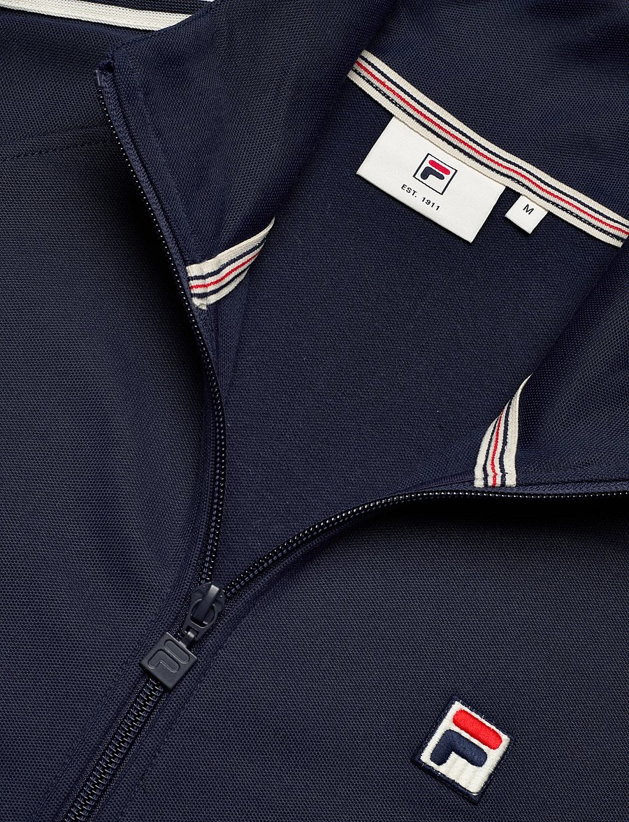 FILA - BIELLA regular taped pique track jacket - oberteile - black iris - 2