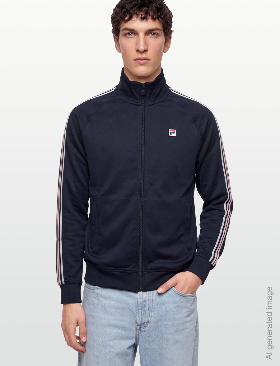FILA - BIELLA regular taped pique track jacket - Överdelar - dark sapphire - 3
