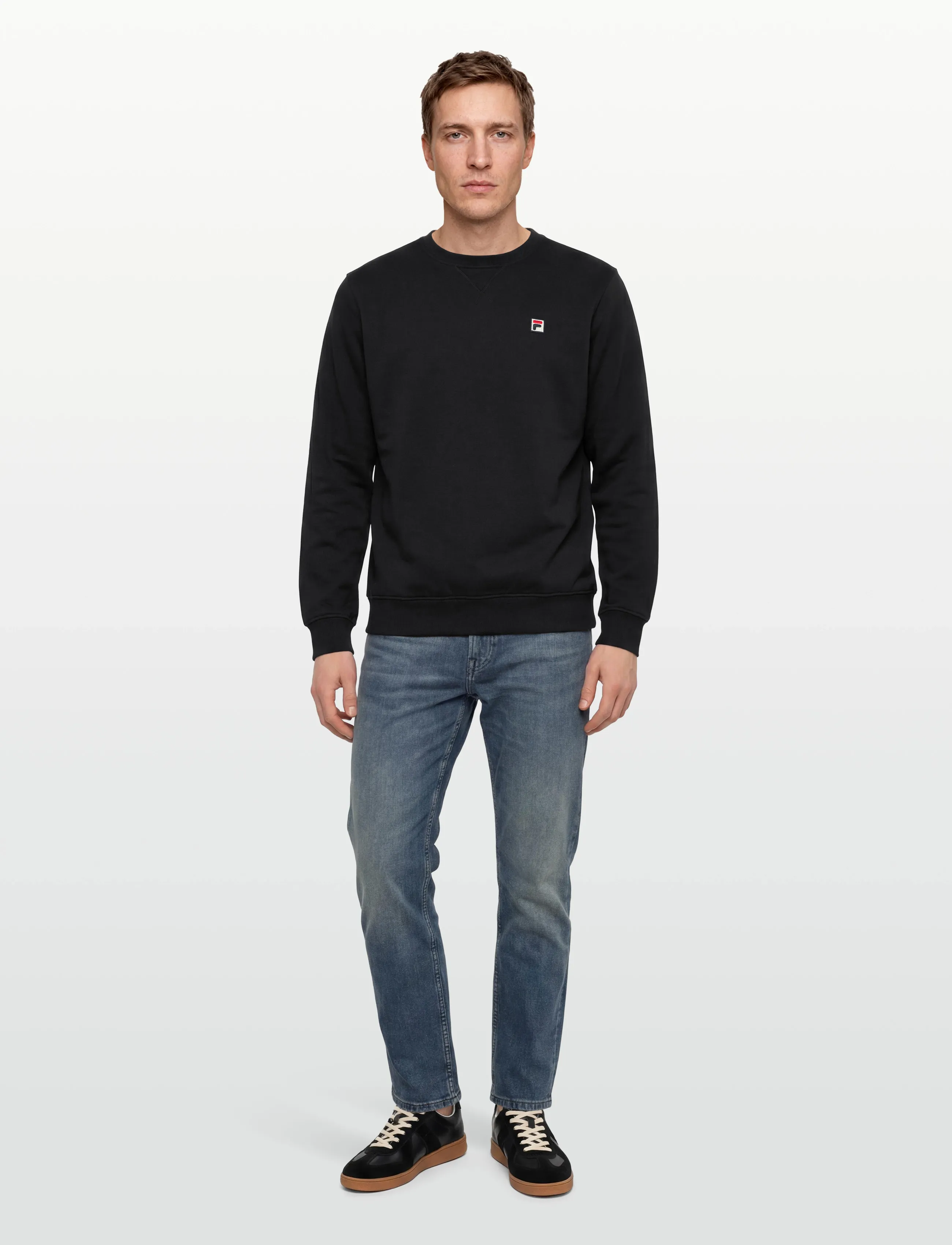 FILA Biella Regular Crewneck Sweatshirt, XXL, Black, Sport Sweatshirts & Hoodies > Sport Sweatshirts, Herre