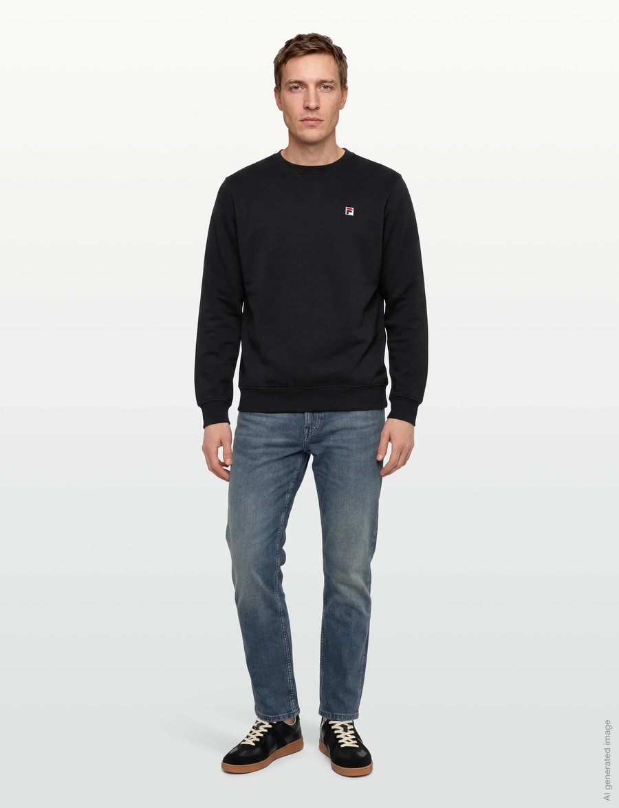 FILA - BIELLA regular crewneck sweatshirt - oberteile - black - 0