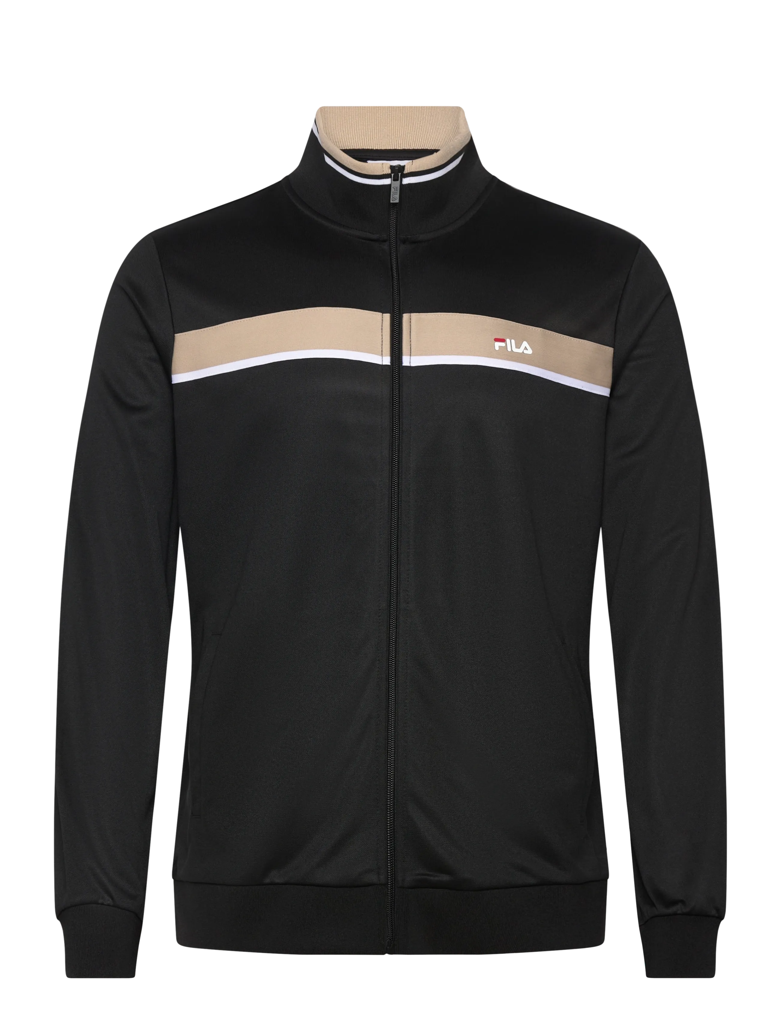 FILA SAGANO regular taped track jacket - Sweatshirts - BLACK-WHITE PEPPER / black
