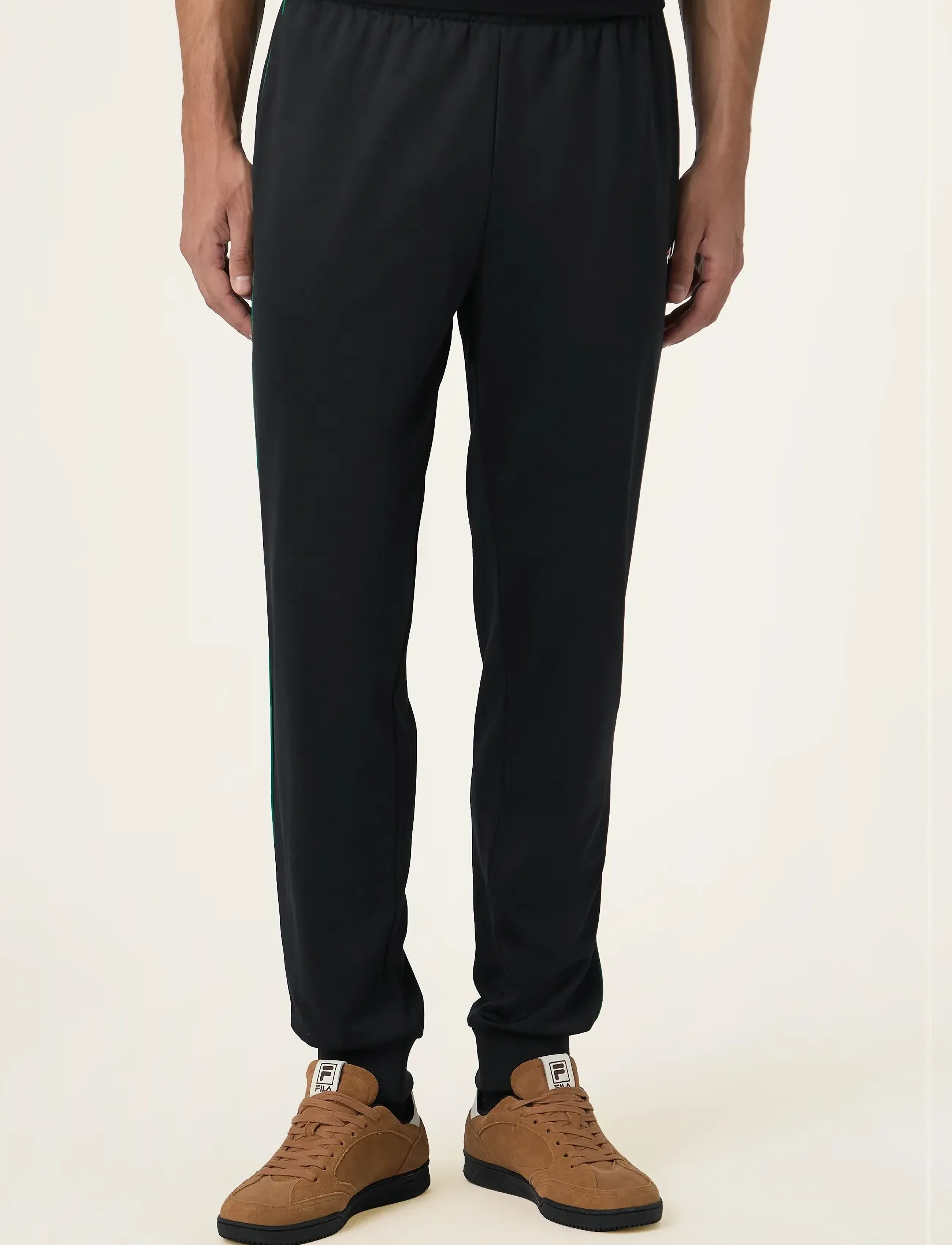 FILA Sagano Regular Track Pants, Stribede Træningsbukser, Sort, Str: S