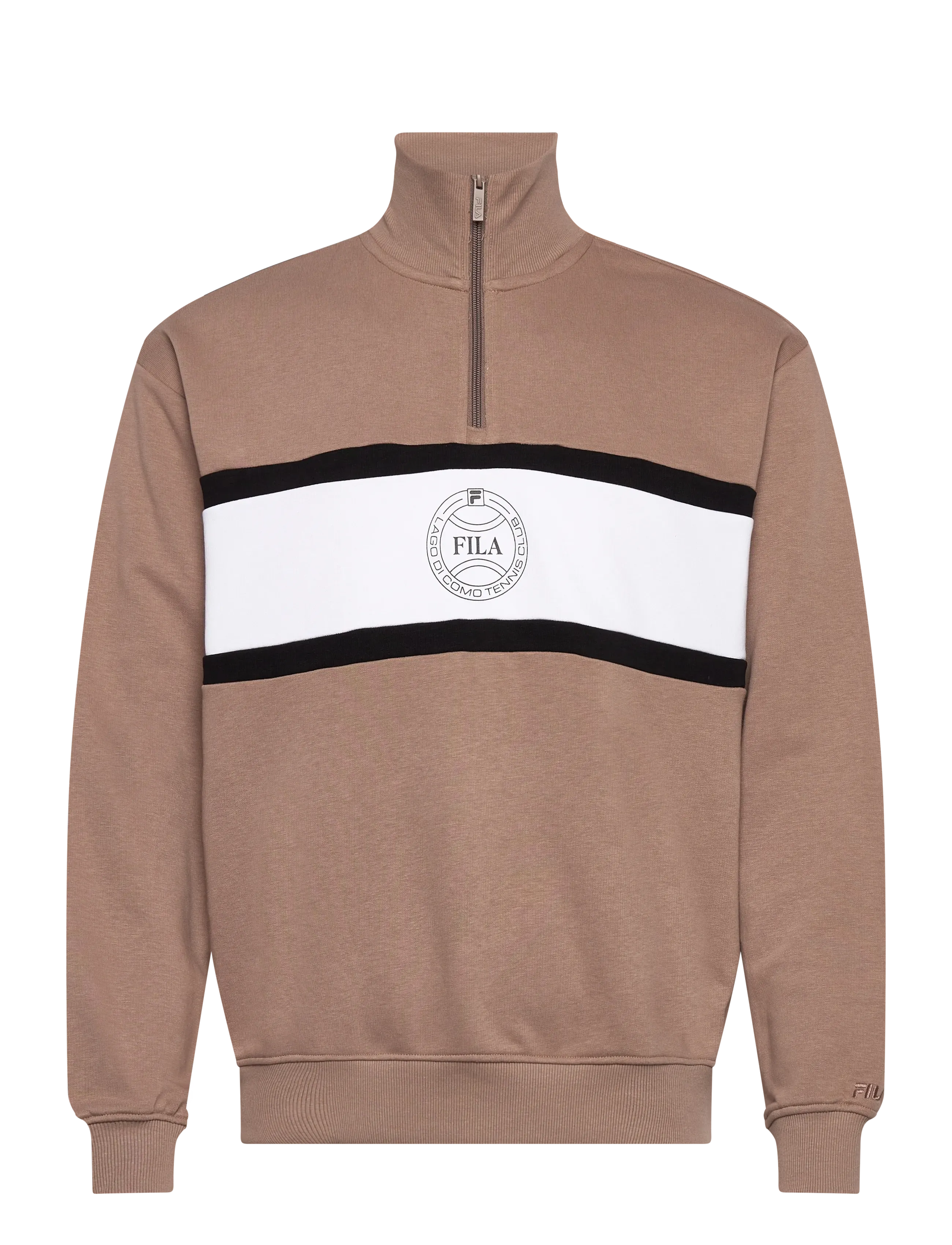 FILA PARELLA loose half-zip sweatshirt - Strickmode - TAUPE GRAY-BRIGHT WHITE / brown