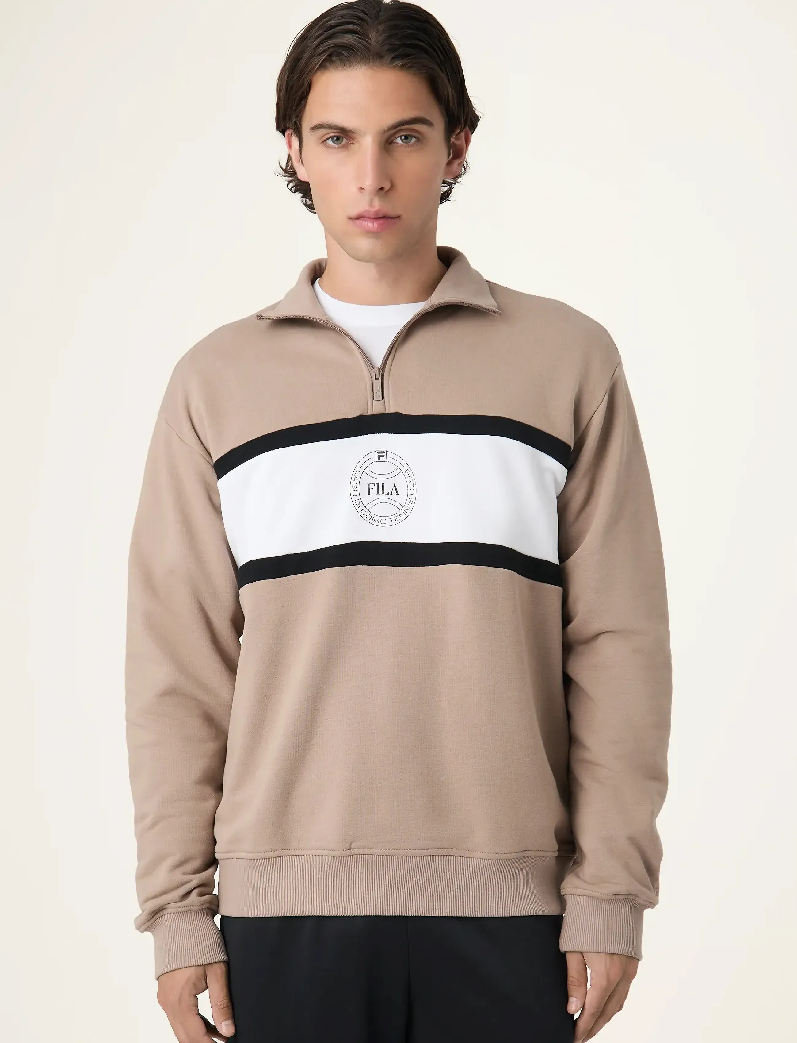FILA Parella Loose Half-Zip Sweatshirt, Mænd, Half-Zip Sweatshirt, Brun, Str: L