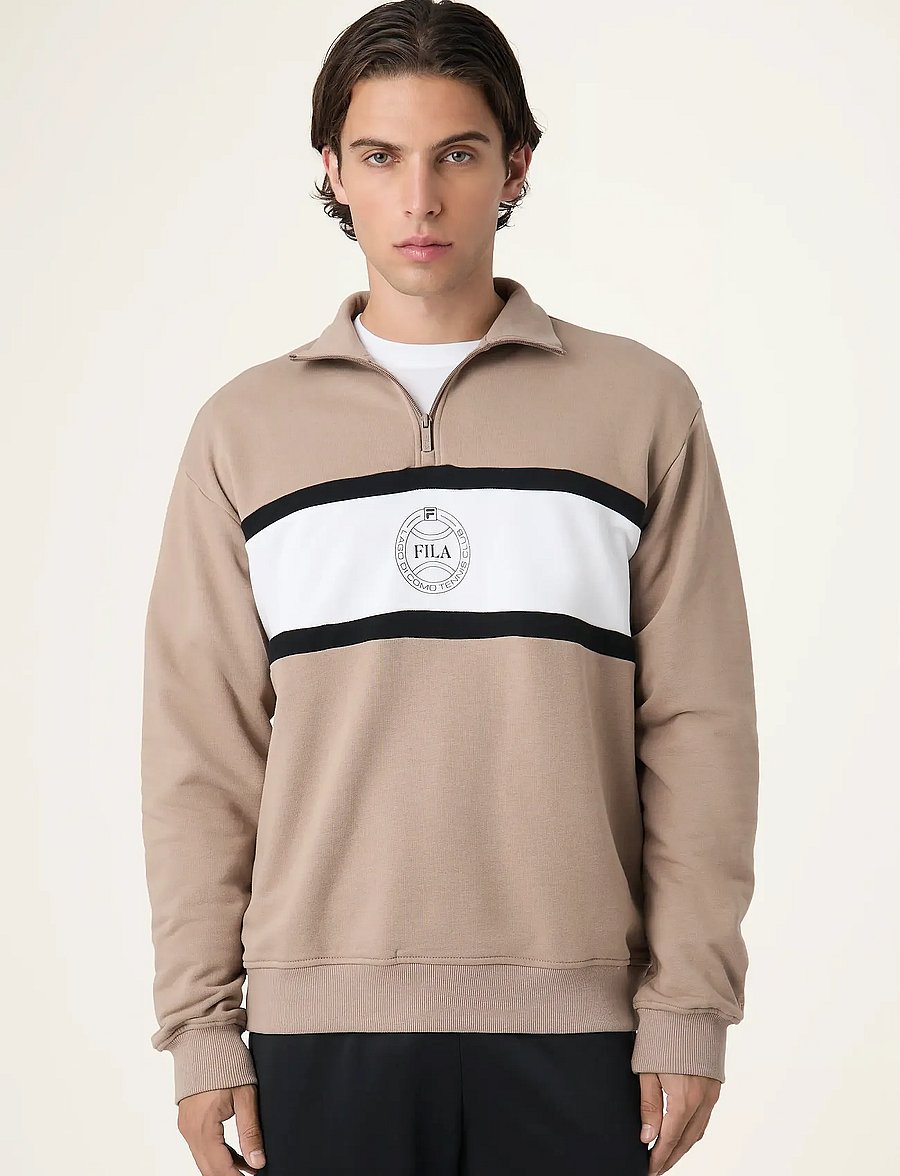 FILA - PARELLA loose half-zip sweatshirt - pullover mit halbem reißverschluss - taupe gray-bright white - 0