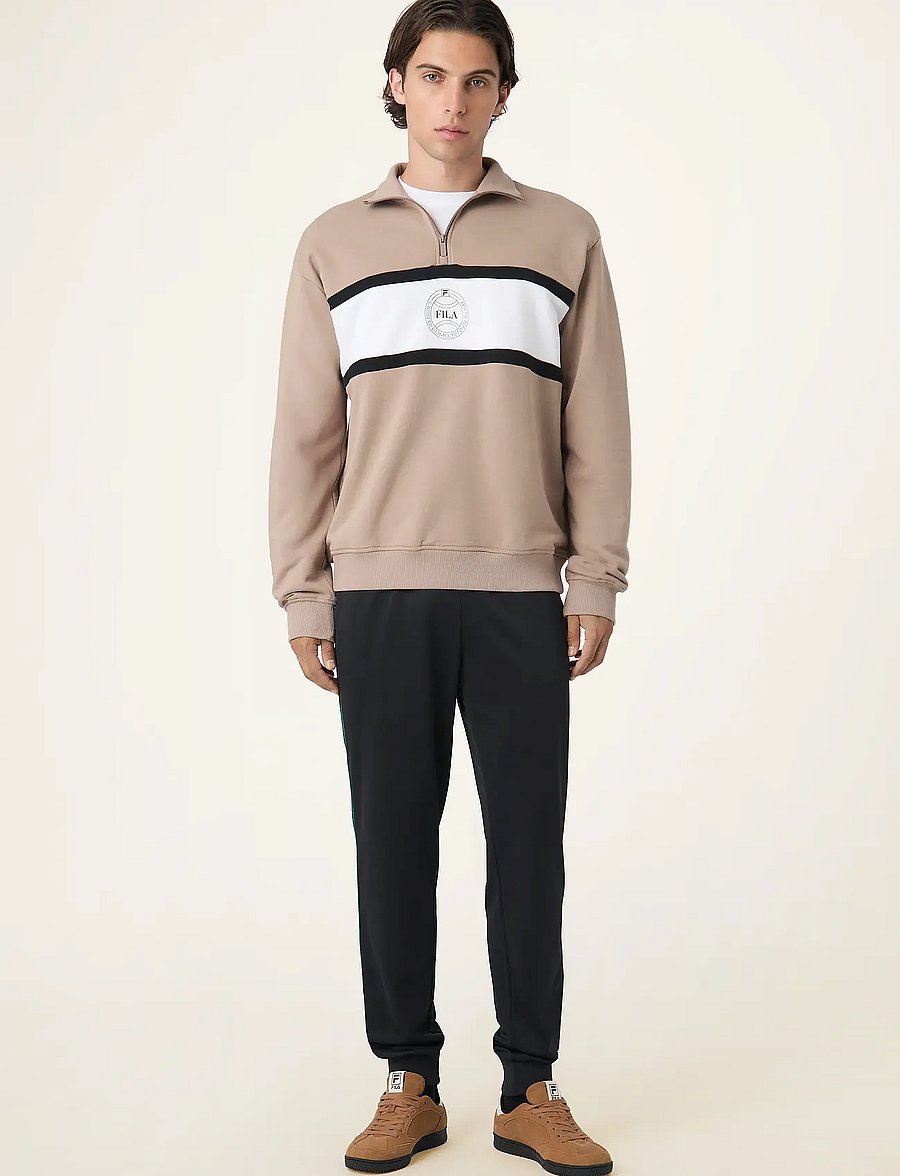 FILA - PARELLA loose half-zip sweatshirt - pullover mit halbem reißverschluss - taupe gray-bright white - 4