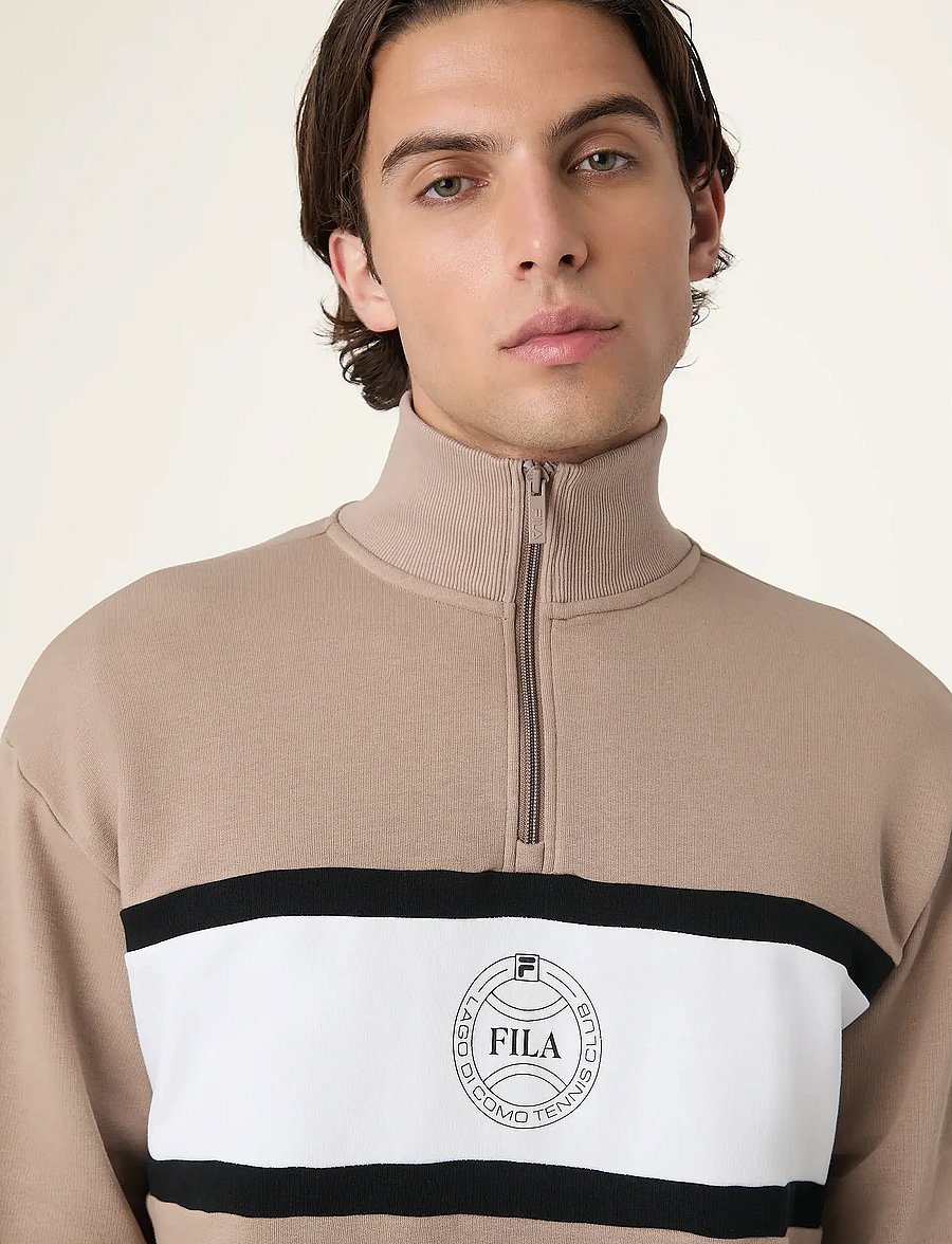 FILA - PARELLA loose half-zip sweatshirt - pullover mit halbem reißverschluss - taupe gray-bright white - 5