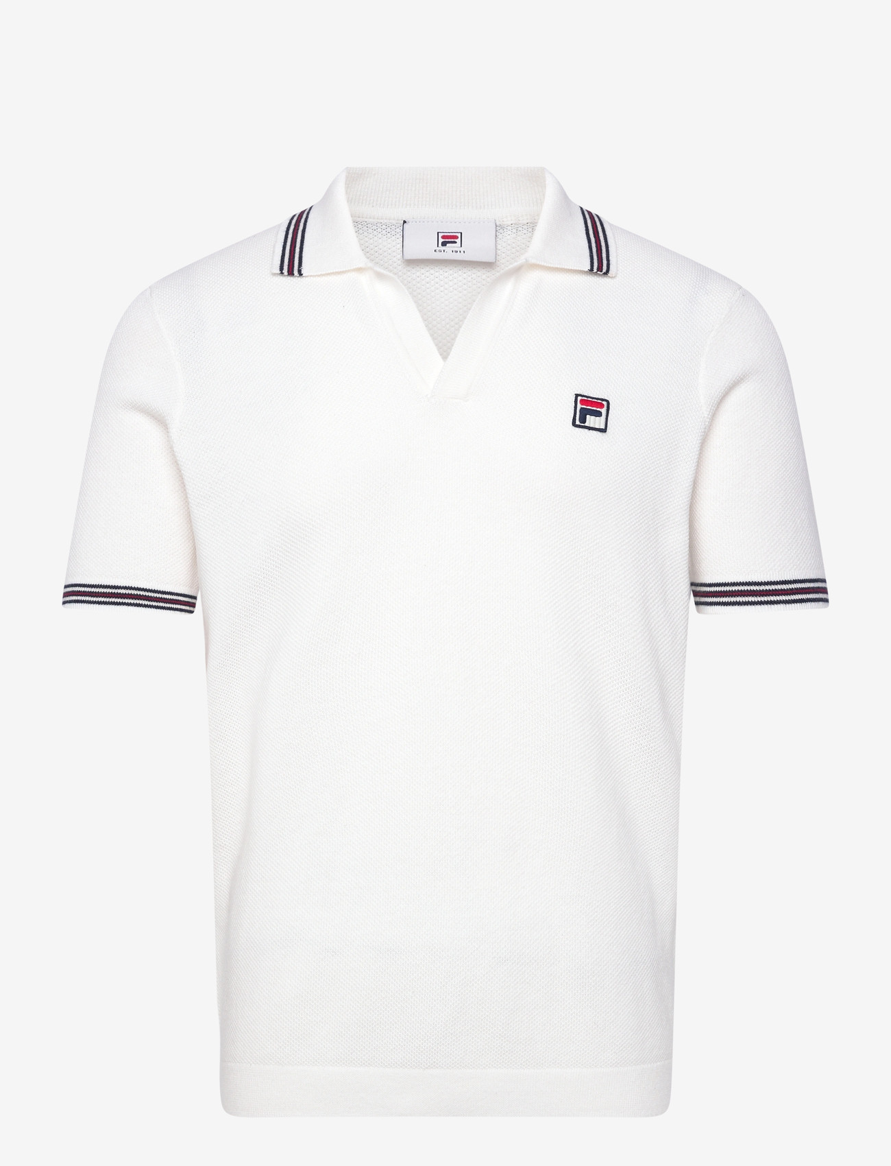 FILA - ORENTANO regular johnny collar knitted polo shirt - oberteile & t-shirts - egret - 0