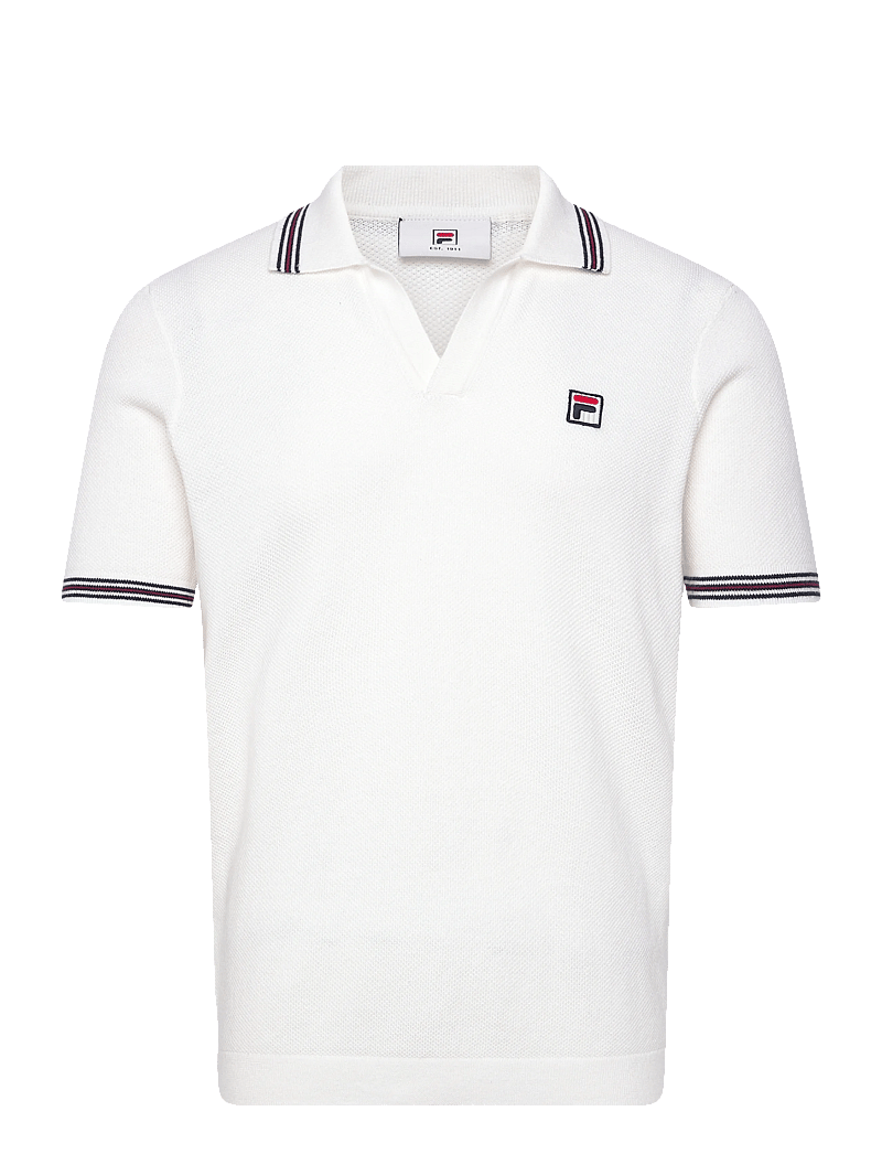 FILA - ORENTANO regular johnny collar knitted polo shirt - oberteile & t-shirts - egret - 0