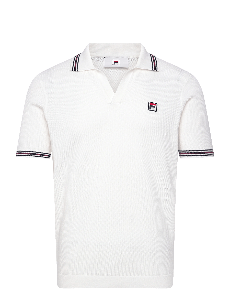 FILA - ORENTANO regular johnny collar knitted polo shirt - toppe & t-shirts - egret - 0