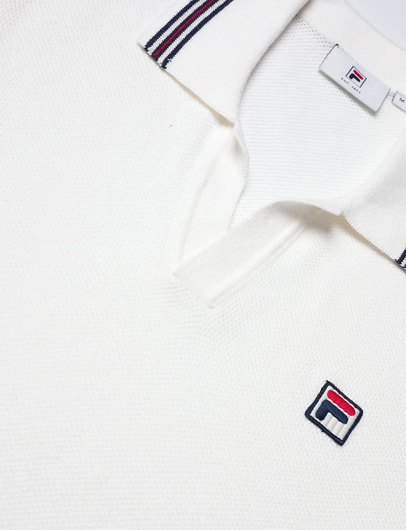 FILA - ORENTANO regular johnny collar knitted polo shirt - oberteile & t-shirts - egret - 2