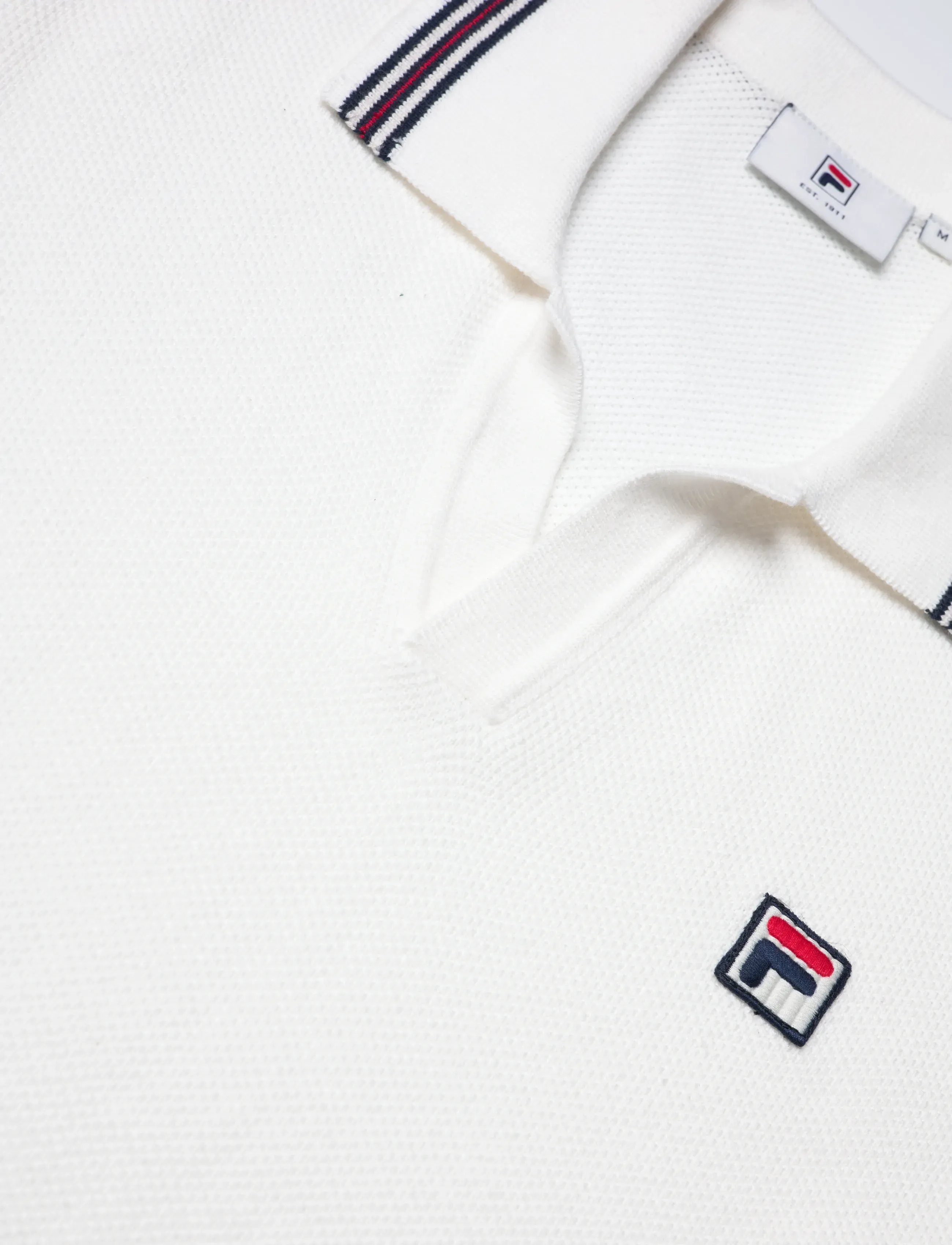 FILA - ORENTANO regular johnny collar knitted polo shirt - toppe & t-shirts - egret - 2