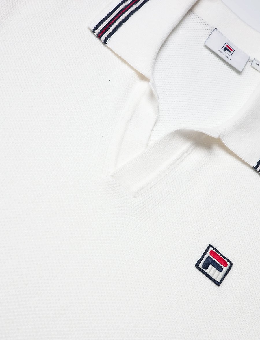 FILA - ORENTANO regular johnny collar knitted polo shirt - toppe & t-shirts - egret - 2