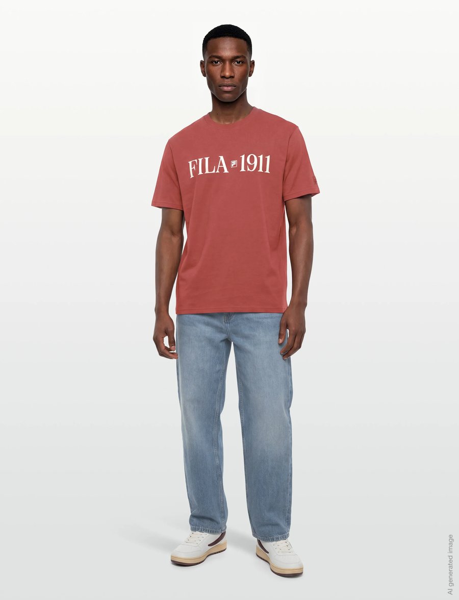 FILA - VINCI relaxed graphic t-shirt - oberteile & t-shirts - etruscan red - 0